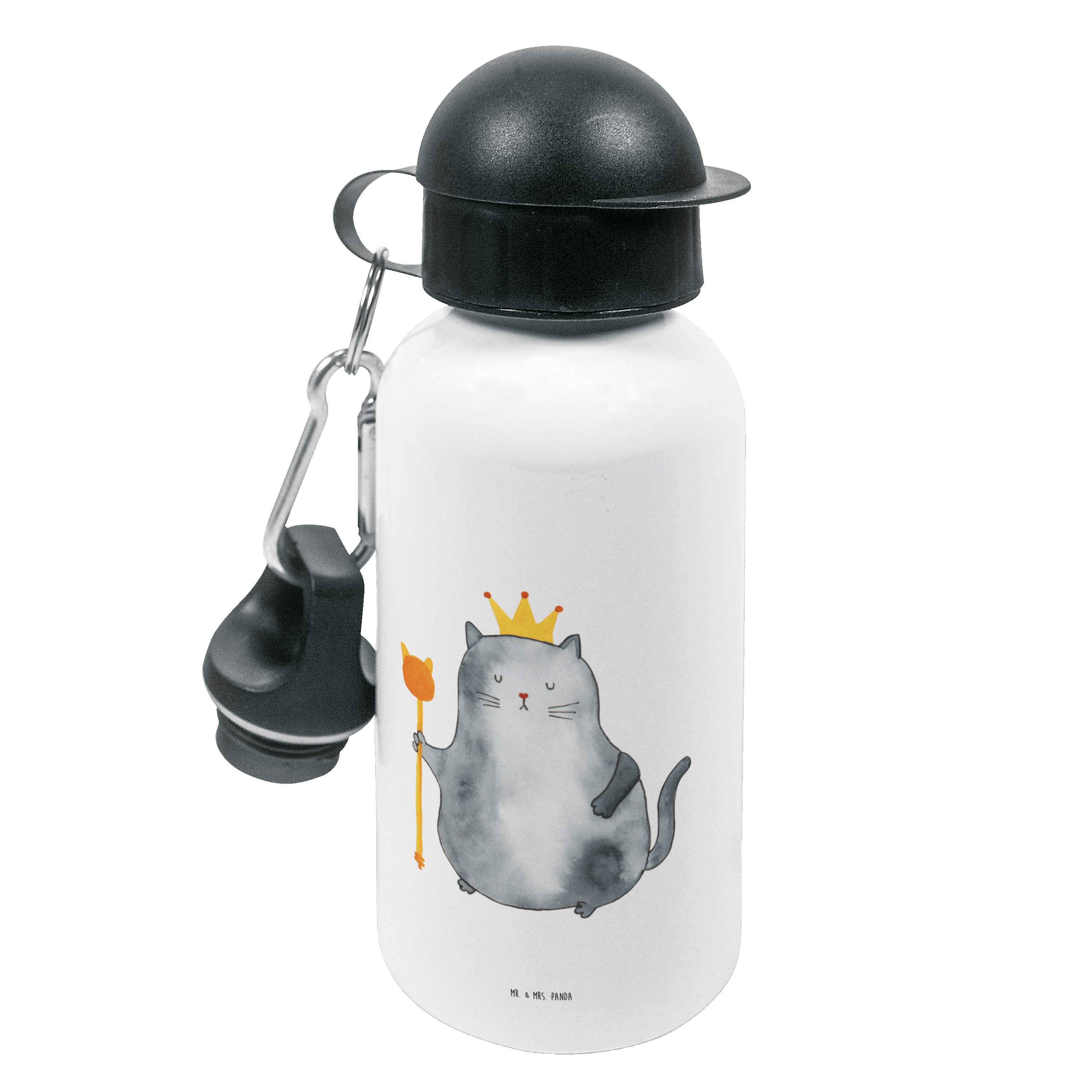 Mr. & Mrs. Panda Trinkflasche Katzen Koenig - Weiß - Geschenk, Kinderflasche, Familie, Katzenartike