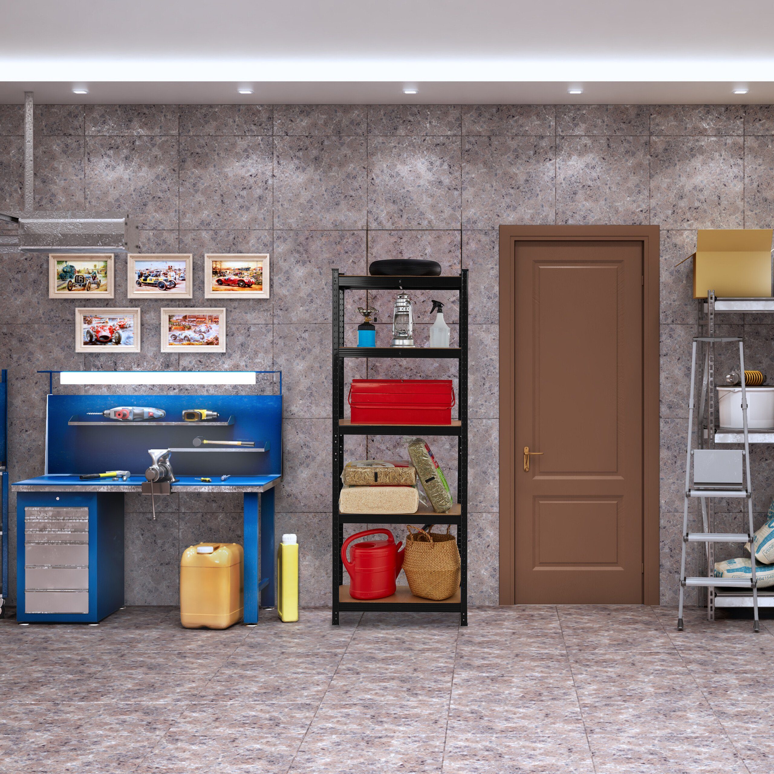 relaxdays Schwerlastregal Schwarzes Schwerlastregal mit 5 Ebenen günstig online kaufen