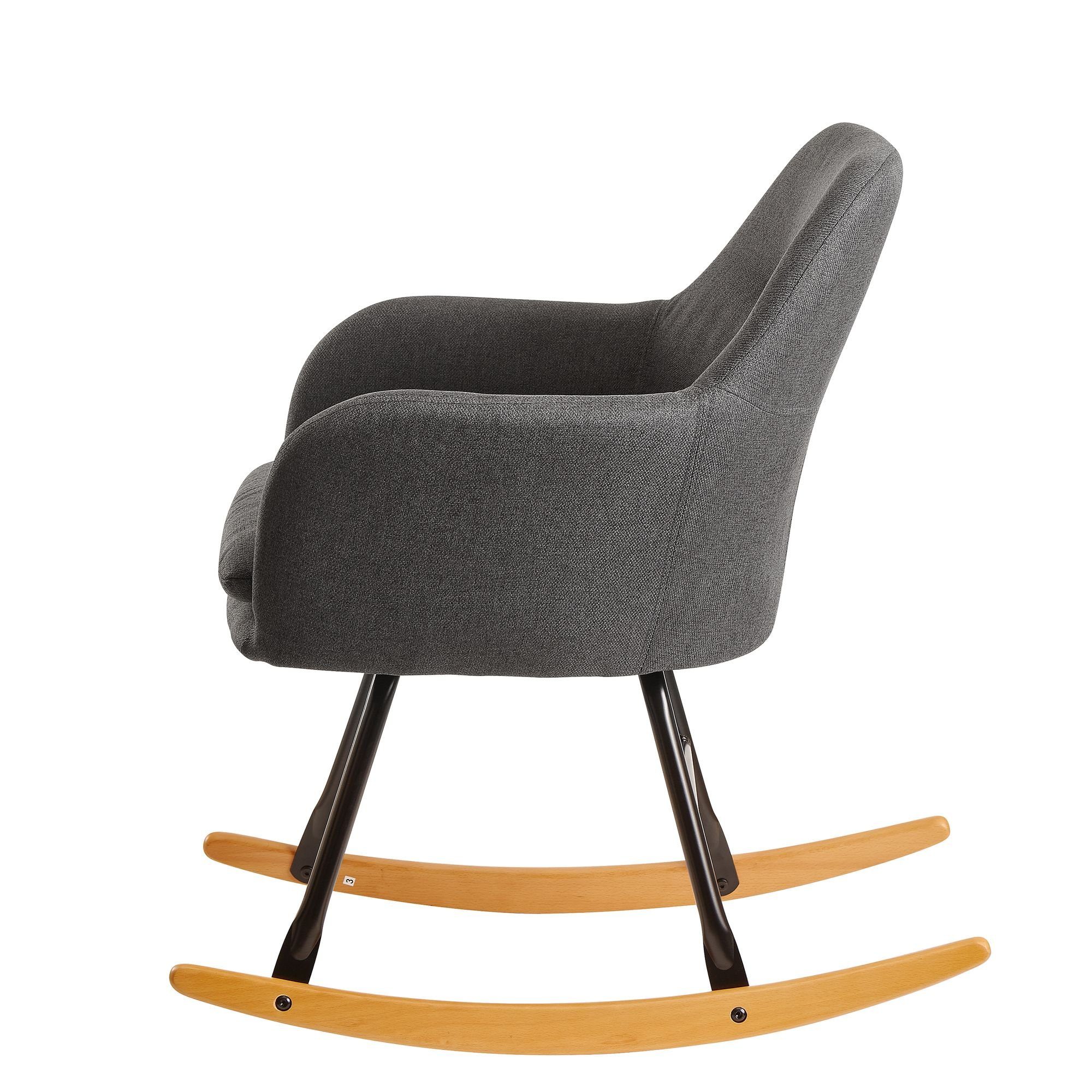 DESIGN KADIMA | Schaukelstuhl Skandinavisches Stuhl: Anthrazit Design, Anthrazit Größe Gemütlicher kompakte