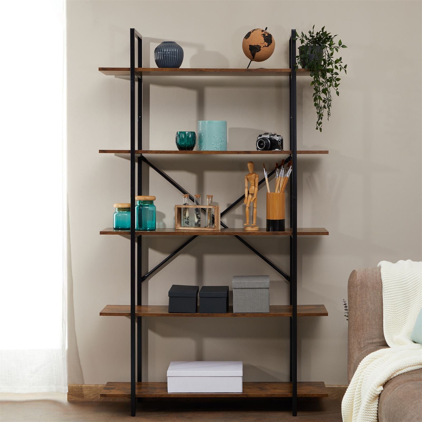 CARO-Möbel Bücherregal MEDA, Regal im Industrial Stil aus Metall in schwarz günstig online kaufen