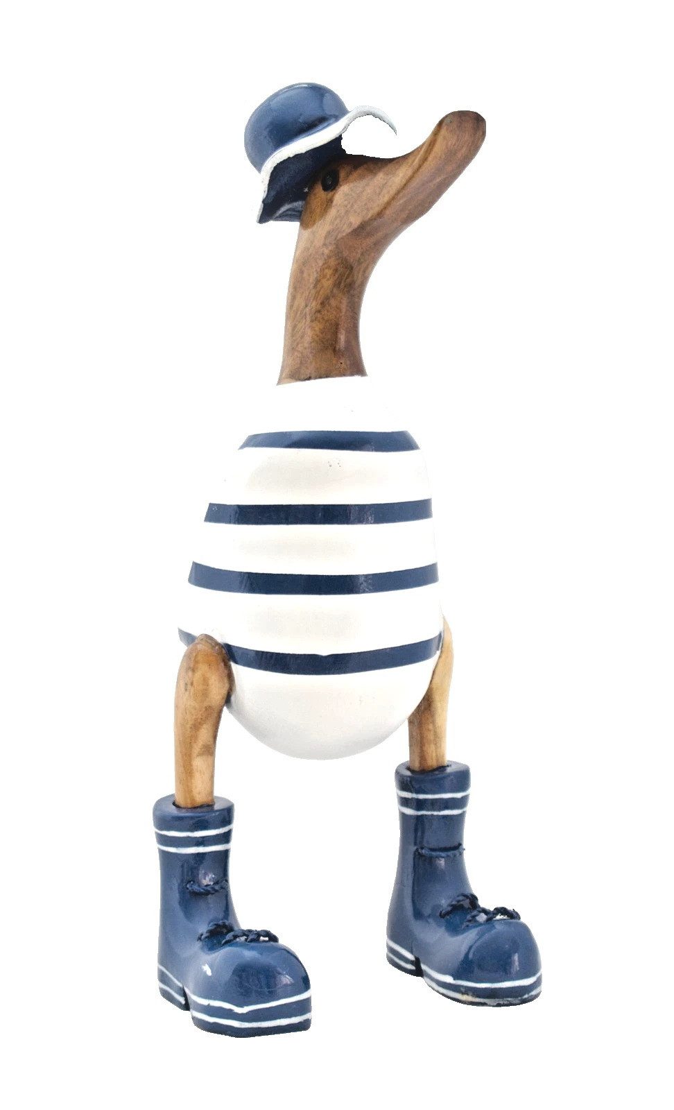 dekotrend.gallery Tierfigur Deko Ente Holz Laufente Stiefel Badeanzug Vogel Figur Skulptur Objekt, Gans Tier Vogelfigur Gartenfigur Dekofigur Dekoskulptur Dekoobjekt