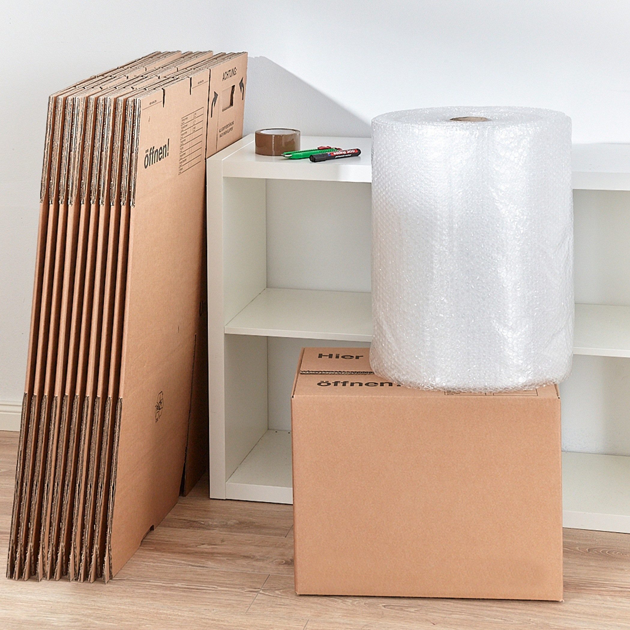 BB-Verpackungen Umzugskarton Umzugskomplettpaket Umzugsset, für 1-Zimmer-Wohnungen, Büros, WGs, für bis zu 40 m²