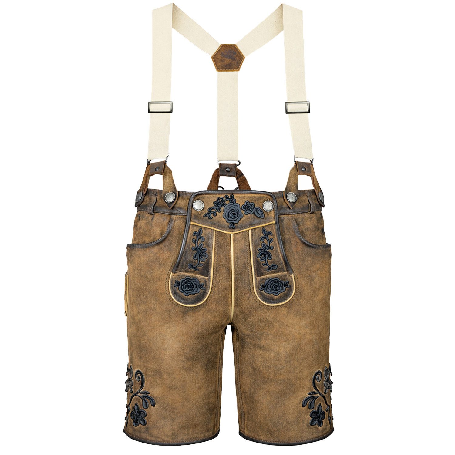 Maddox Trachtenlederhose MADDOX Kurze Damen Lederhose 'Verena' mit Hosenträ