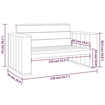 furnicato Truhenbank Gartenbank 139 cm Kiefernholz Imprägniert (1-St)