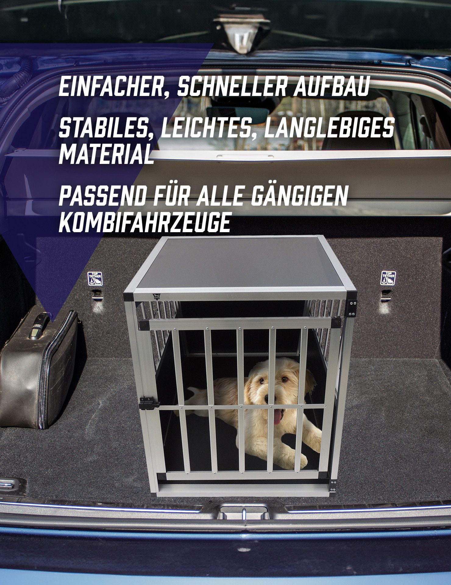 SPOCADO Hunde-Transportbox "Villa" schwarz/grau, wasser- und witterungsbeständig