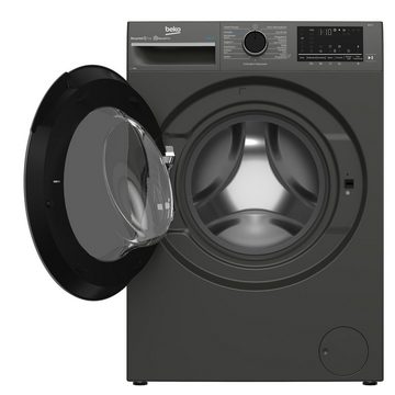 BEKO Waschmaschine Manhattan Gray B3WFT59415M, 9 kg, 1400 U/min, HomeWhiz, Bluetooth, Dampffunktion, Nachlegefunktion
