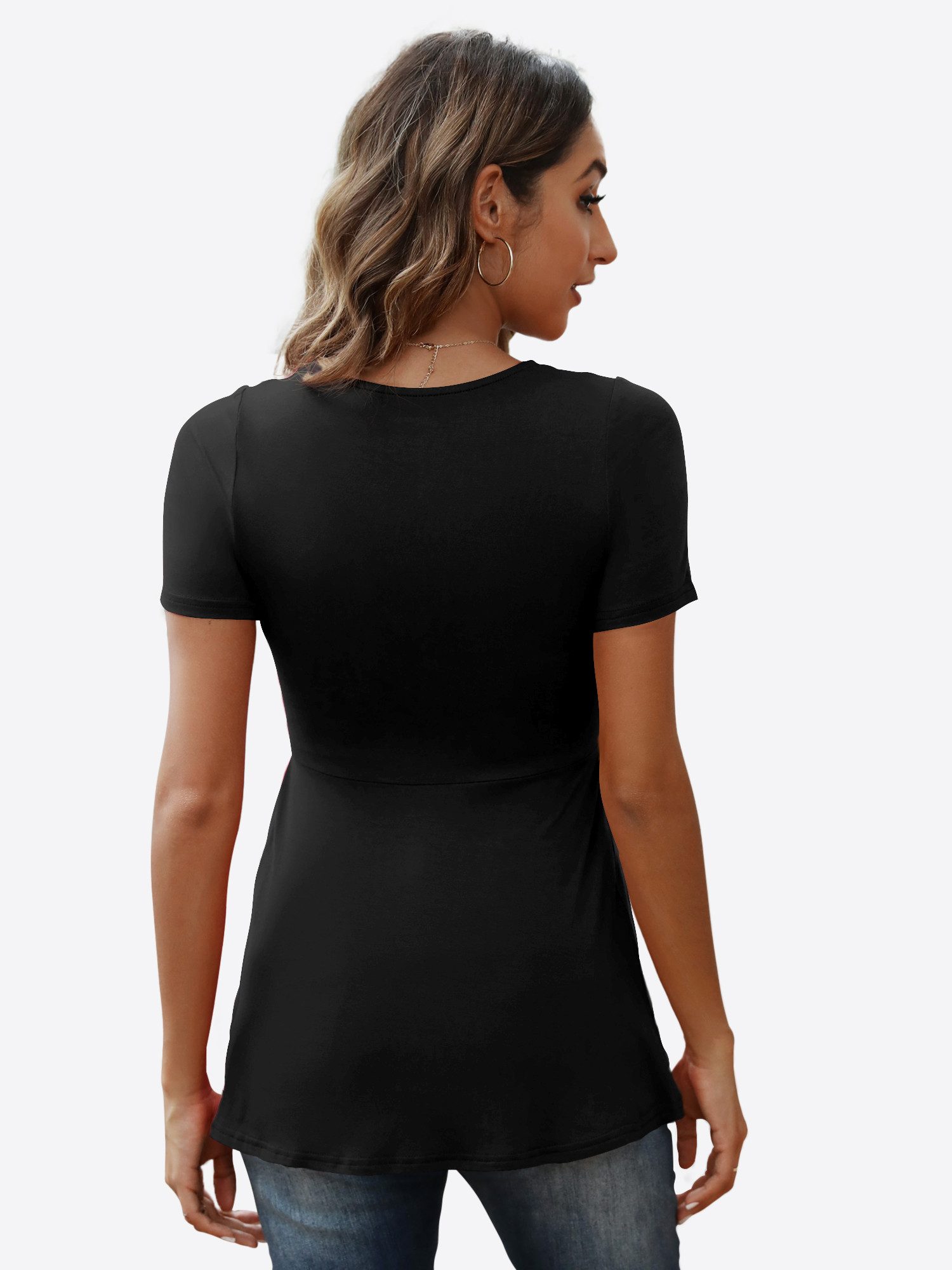 Imily Bela Tunika Damen Sexy V-Ausschnitt Knoten Shirt (Packung, 1-tlg., 1per-Pack) in Unifarbe