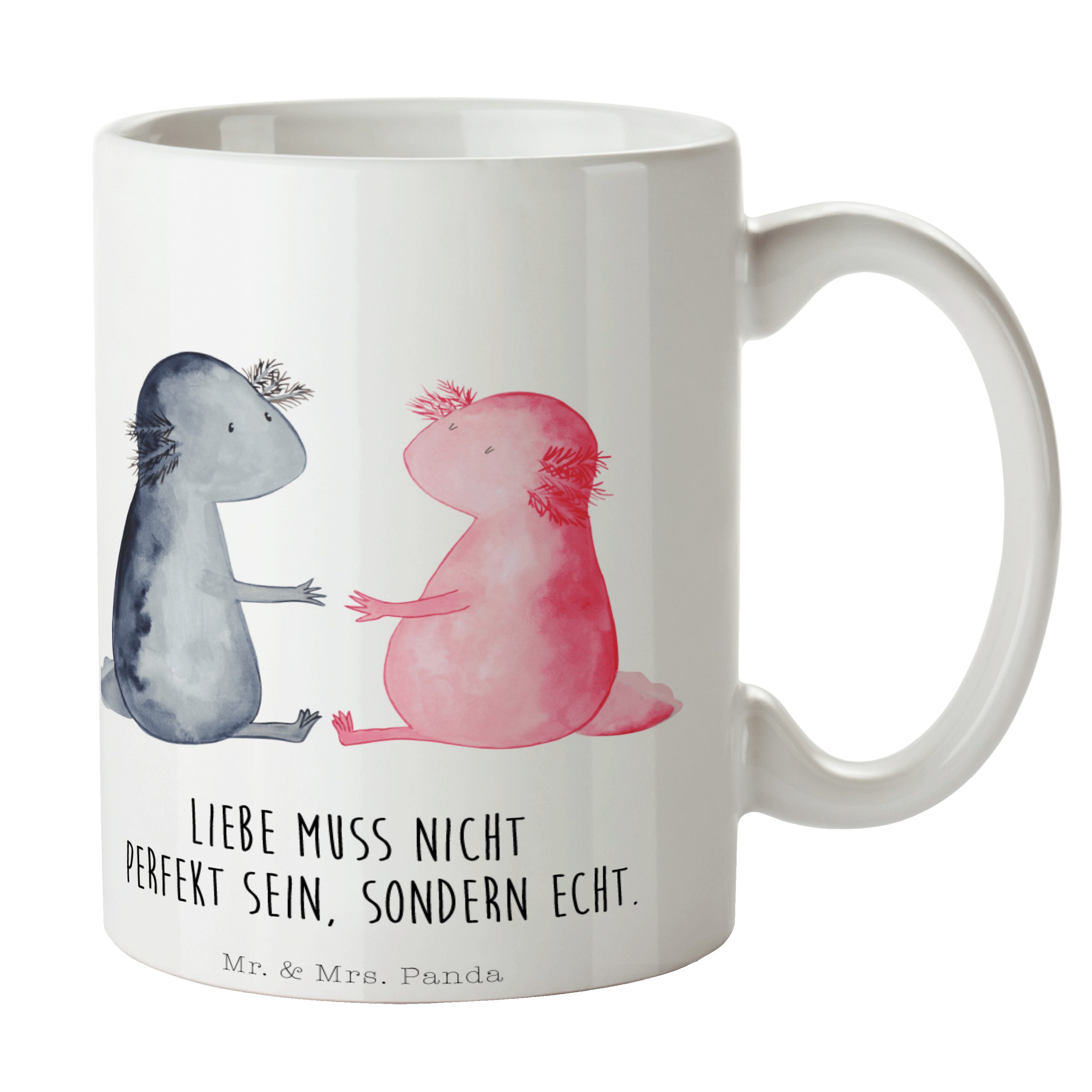 Mr. & Mrs. Panda Tasse Axolotl Liebe - Weiß - Geschenk, Keramiktasse, Teetasse, Liebesbeweis, Keramik