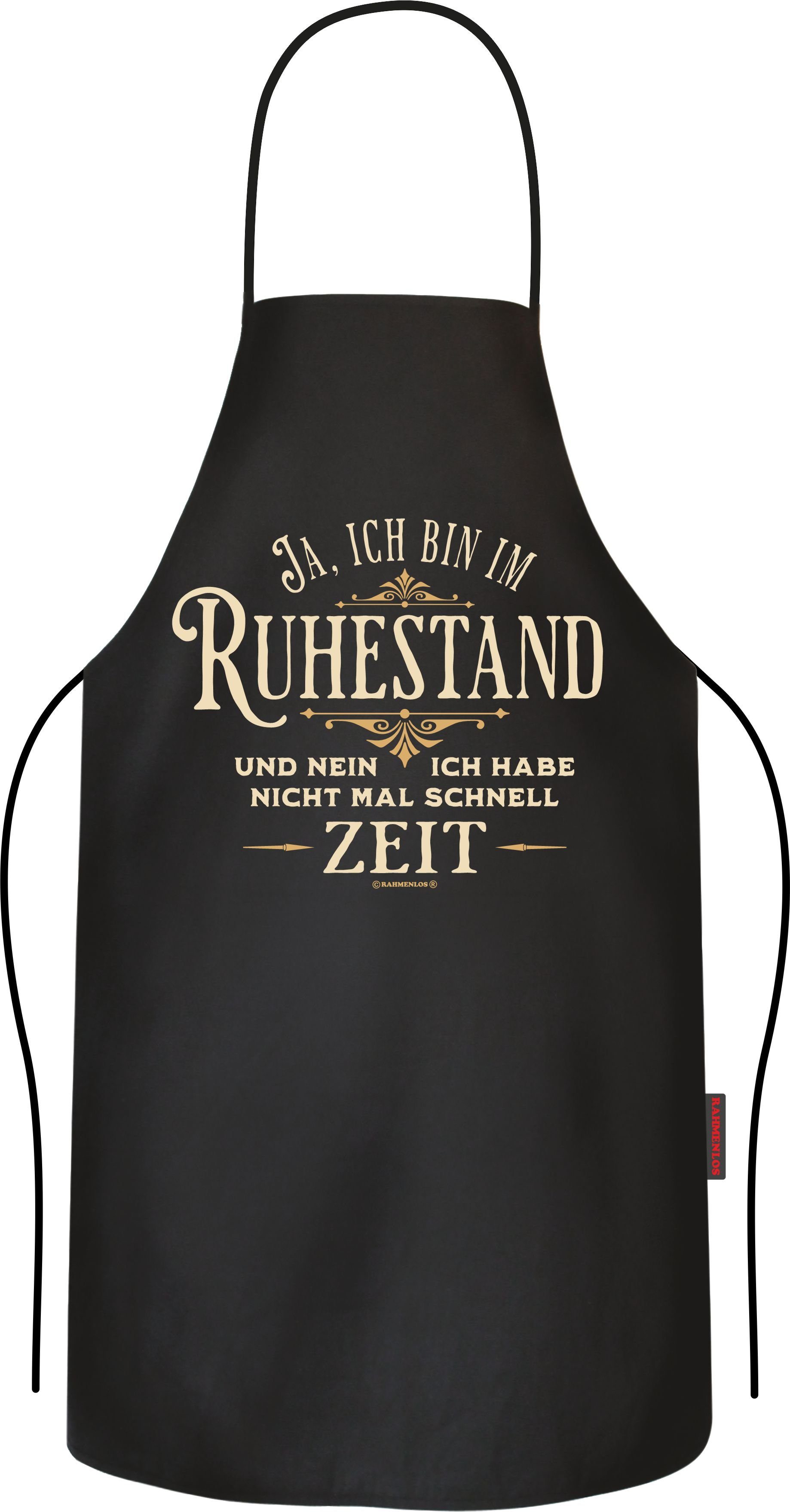 RAHMENLOS® Grillschürze Kochschürze Küchenschürze als Geschenk zum Ruhestand - Keine Zeit