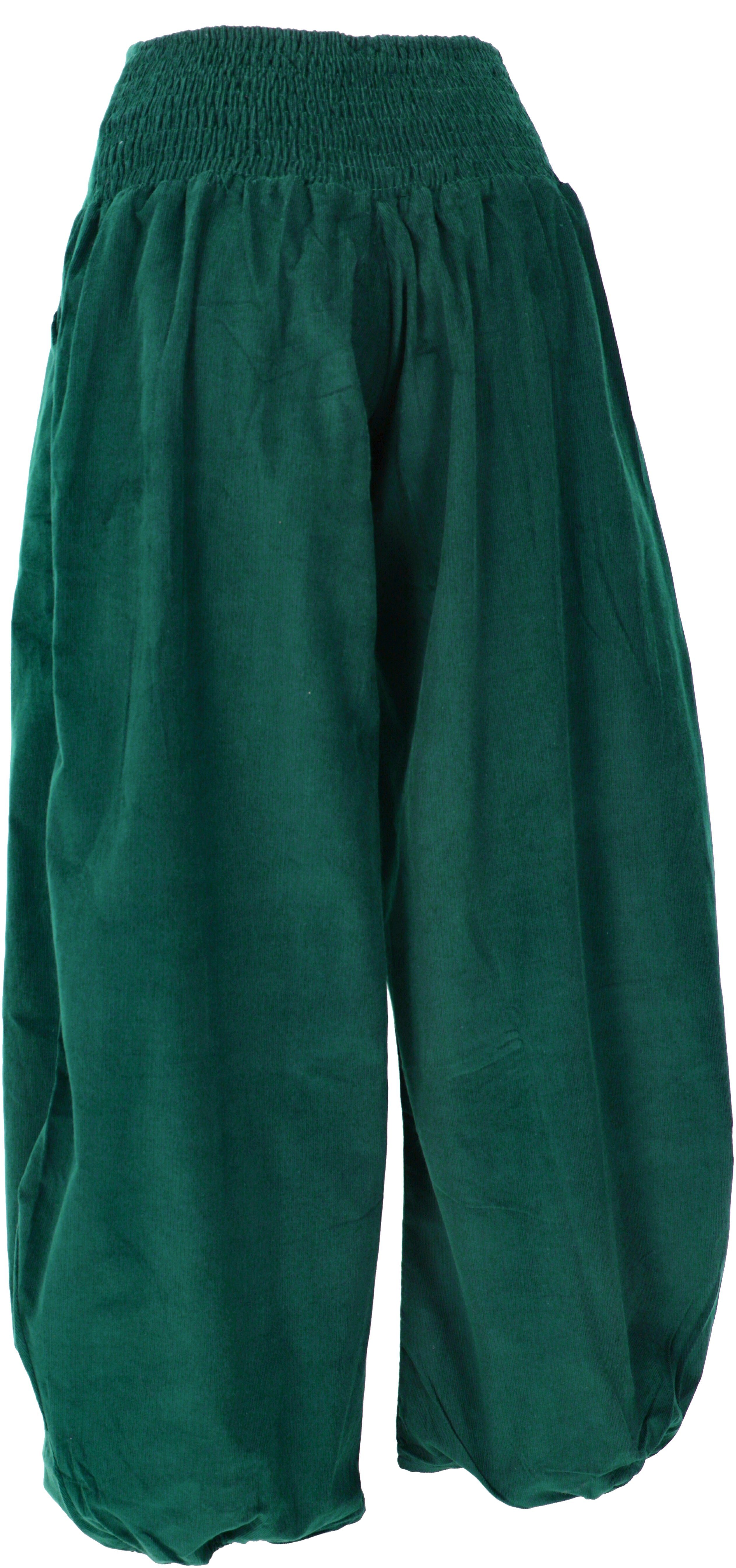 Guru-Shop Relaxhose Weite Boho Cord Pluderhose, Feincord Boho Hose,.. Ethno Style, alternative Bekleidung