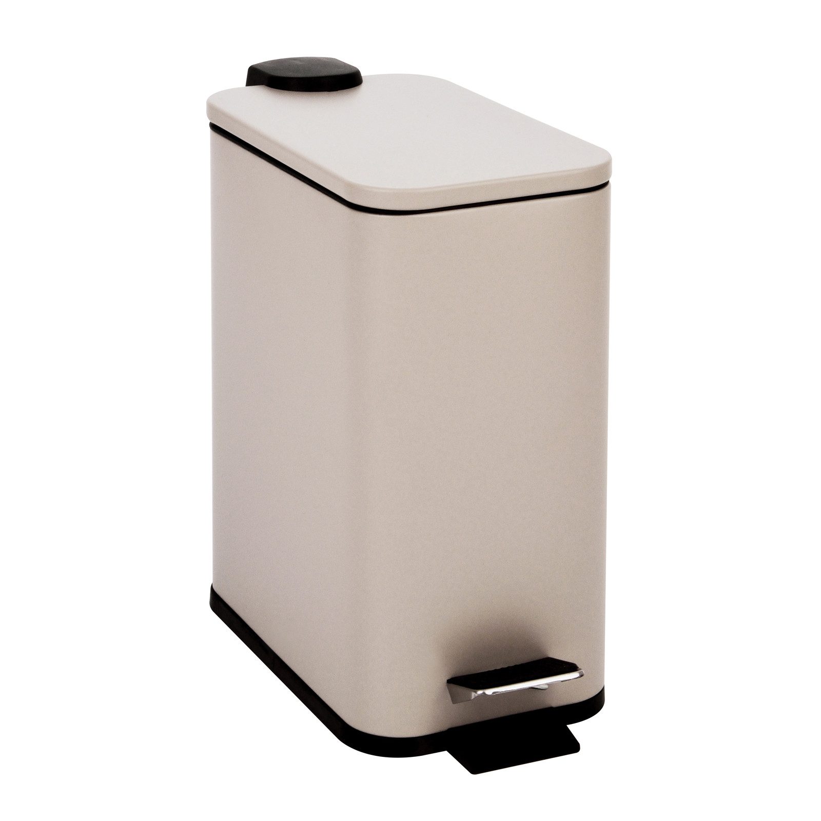 SVITA Mülleimer ST5, Softclose Deckel, Tretptedal, Stahl, 5L Kosmetikeimer, Taupe Beige