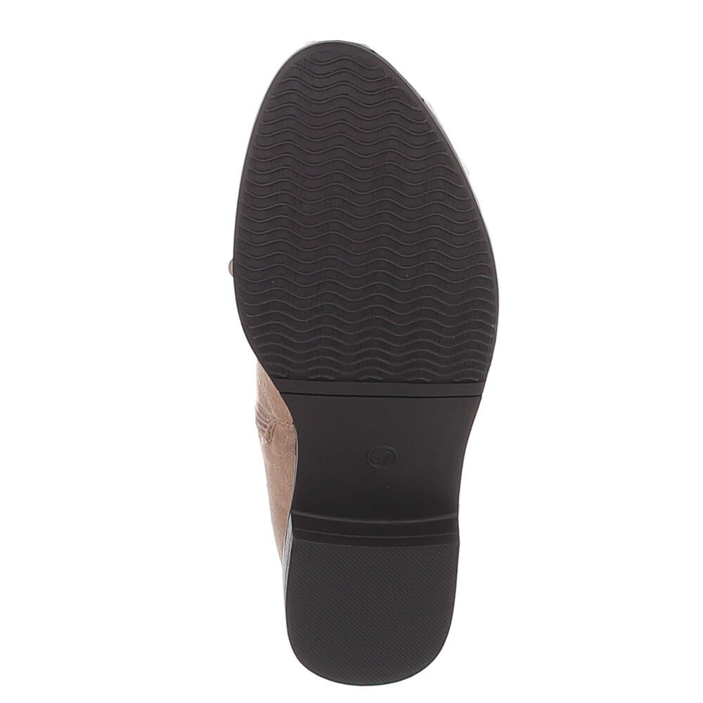 Ital-Design Elegante Overknee-Stiefel aus weichem Material für Damen Stiefel (90727003) Blockabsatz Overknees in Hellbraun – Bild 3 von 5
