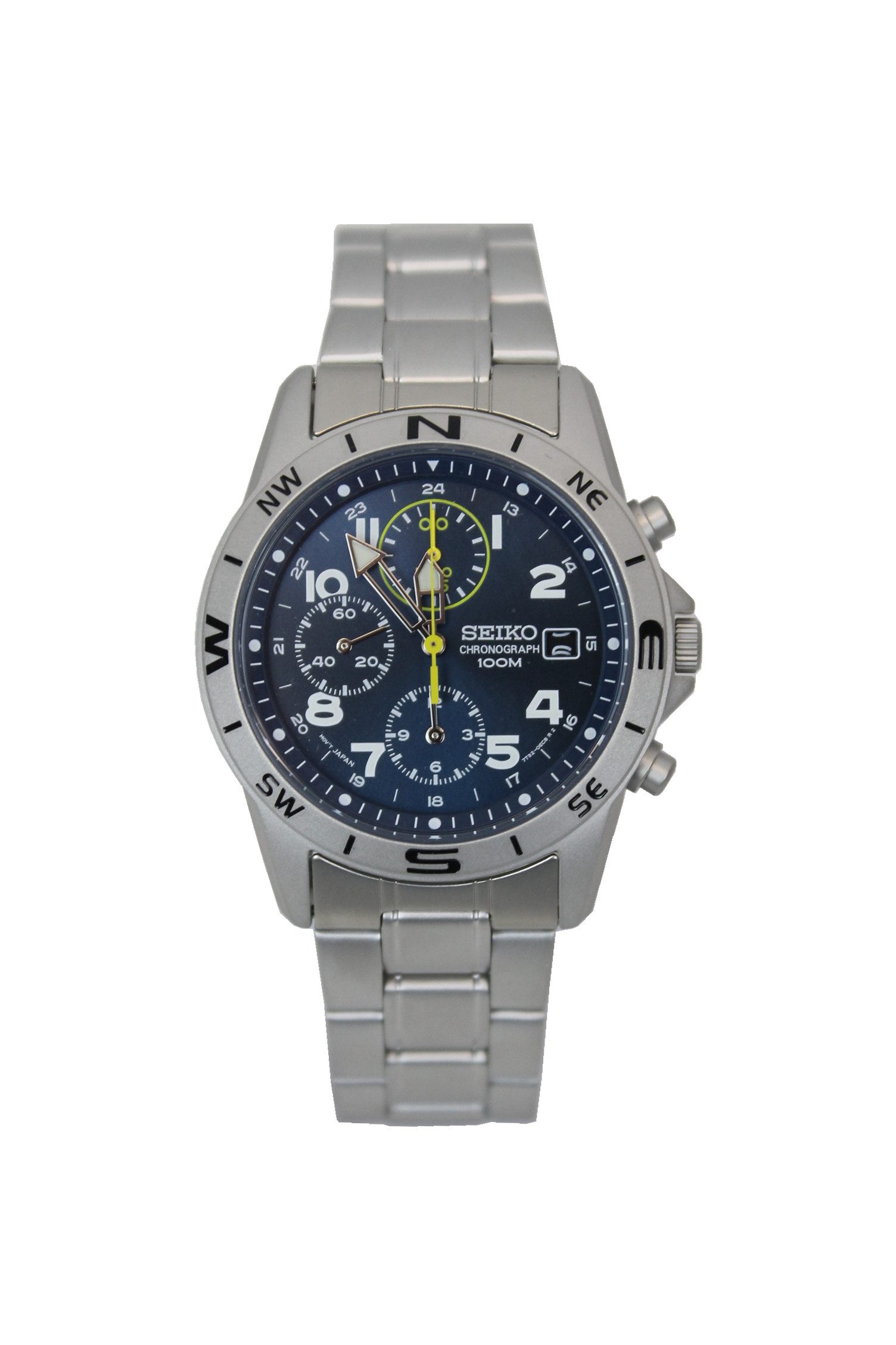 Seiko Chronograph SND379P Herrenuhr, Analog, Quarz, Edelstahlarmband, 10 bar