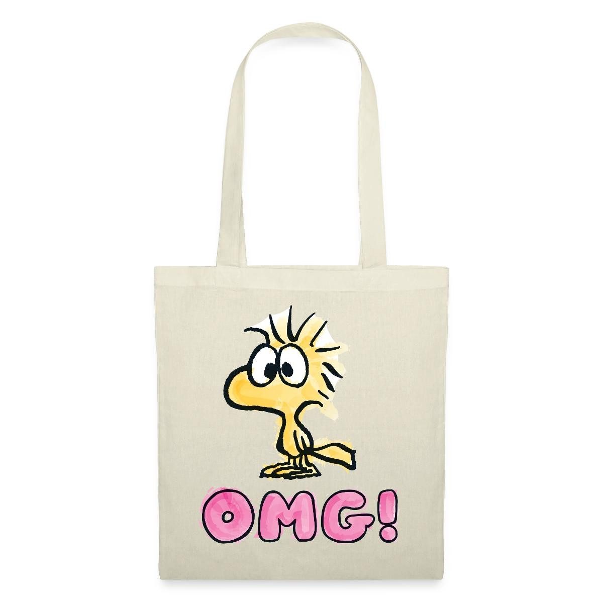 Spreadshirt Henkeltasche Peanuts Woodstock OMG Oh Mein Gott Stoffbeutel (1-tlg)