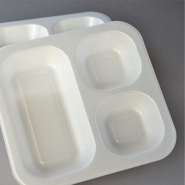 Lunchbox 200 Stück Siegelschalen 3-geteilt (262×247×40 mm), 1150 ml, laminiert, Menüschale 603, passend für Siegelgerät Thermobox