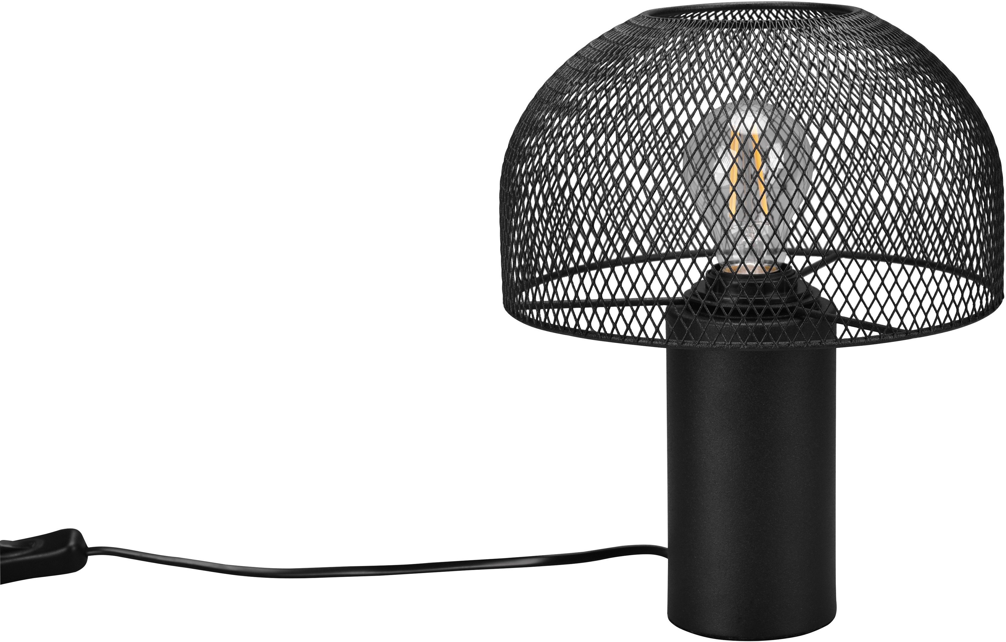 Leonique Tischleuchte Elenoire, Leuchtmittel, Tischlampe schwarz Pilzlampe Schreibtischlampe Draht ohne Gitter Schirm
