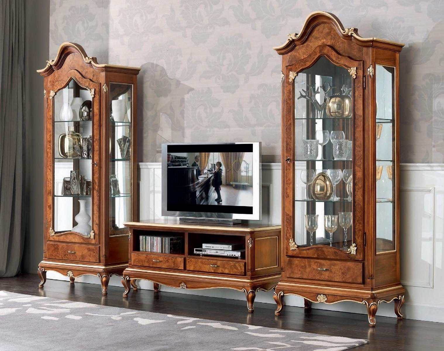 Wohnwand Wohnzimmer-Set, rtv Set Luxus JVmoebel Vitrine 3tlg. Regal Anrichte Wohnzimmer