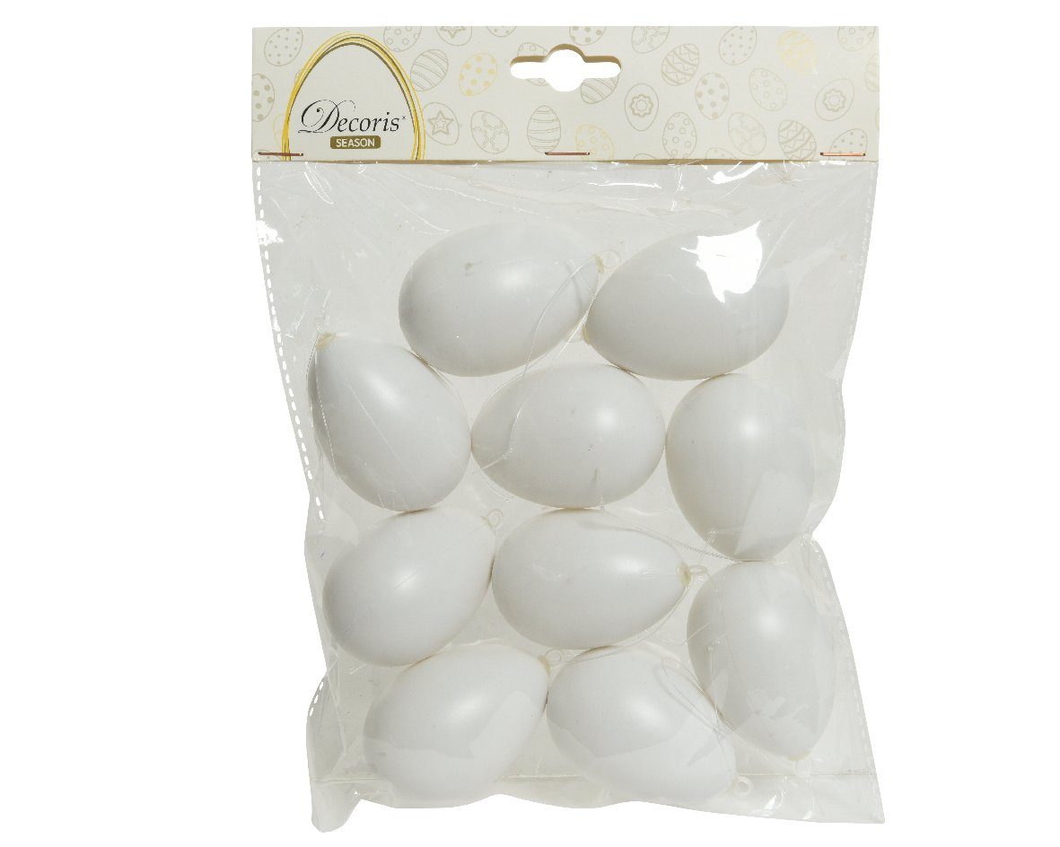 Decoris season decorations Osterei, Ostereier zum Aufhängen Basteln und Bemalen 6cm weiß 10 Stück