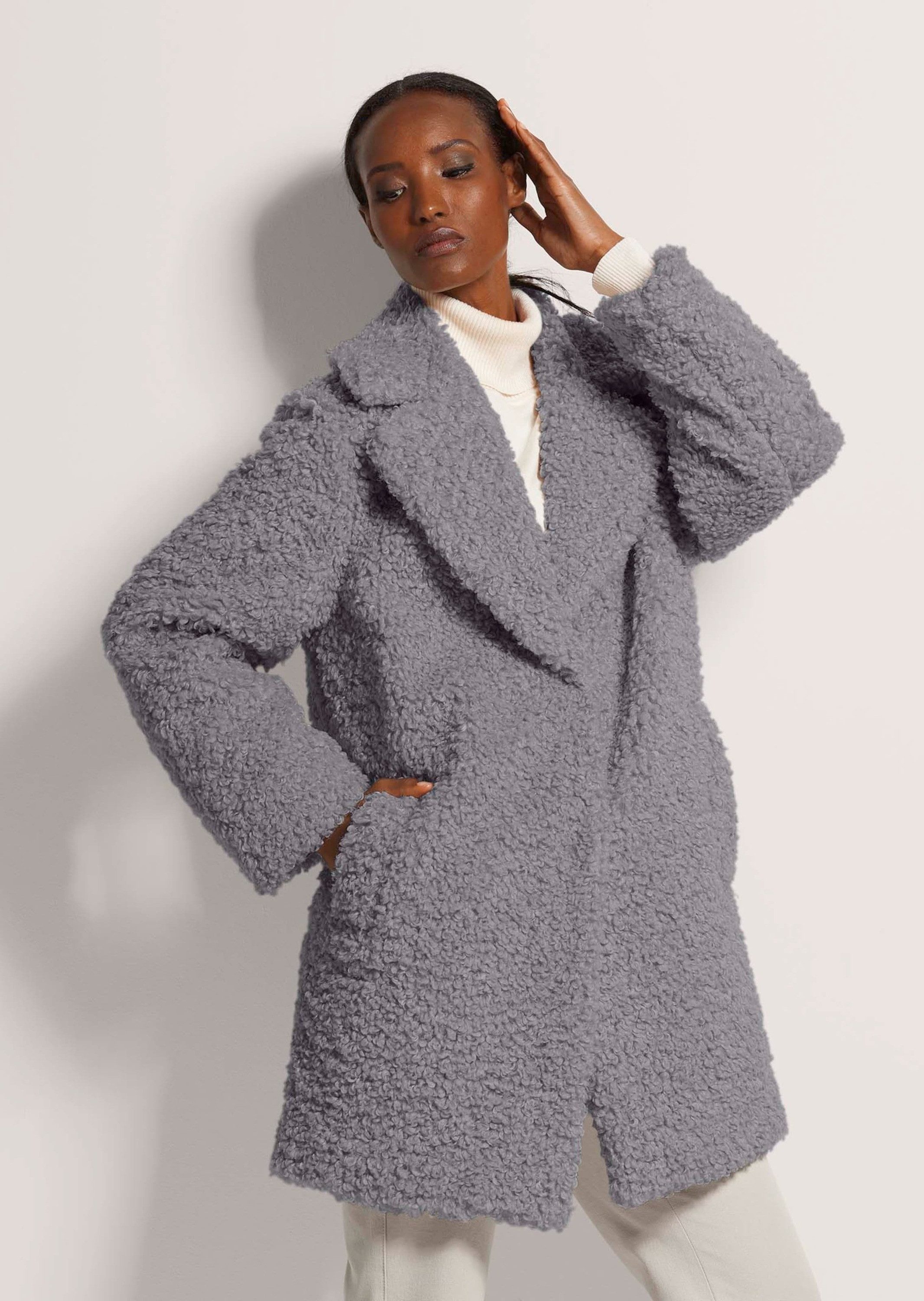 MADELEINE Kurzmantel Flauschiger Webpelz mit Reverskragen Teddymantel mit T günstig online kaufen