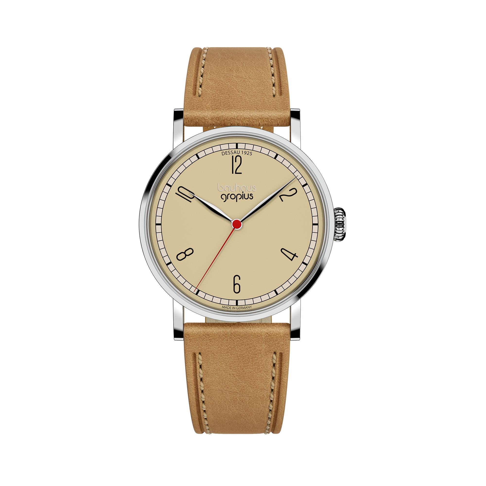Walter Gropius Quarzuhr Damenuhr, Made in Germany, Saphirglas, Frauen am Bauhaus - WGNL 001-08, Designeruhr, Lederarmband mit Easy-Release System, Edelstahlgehäuse