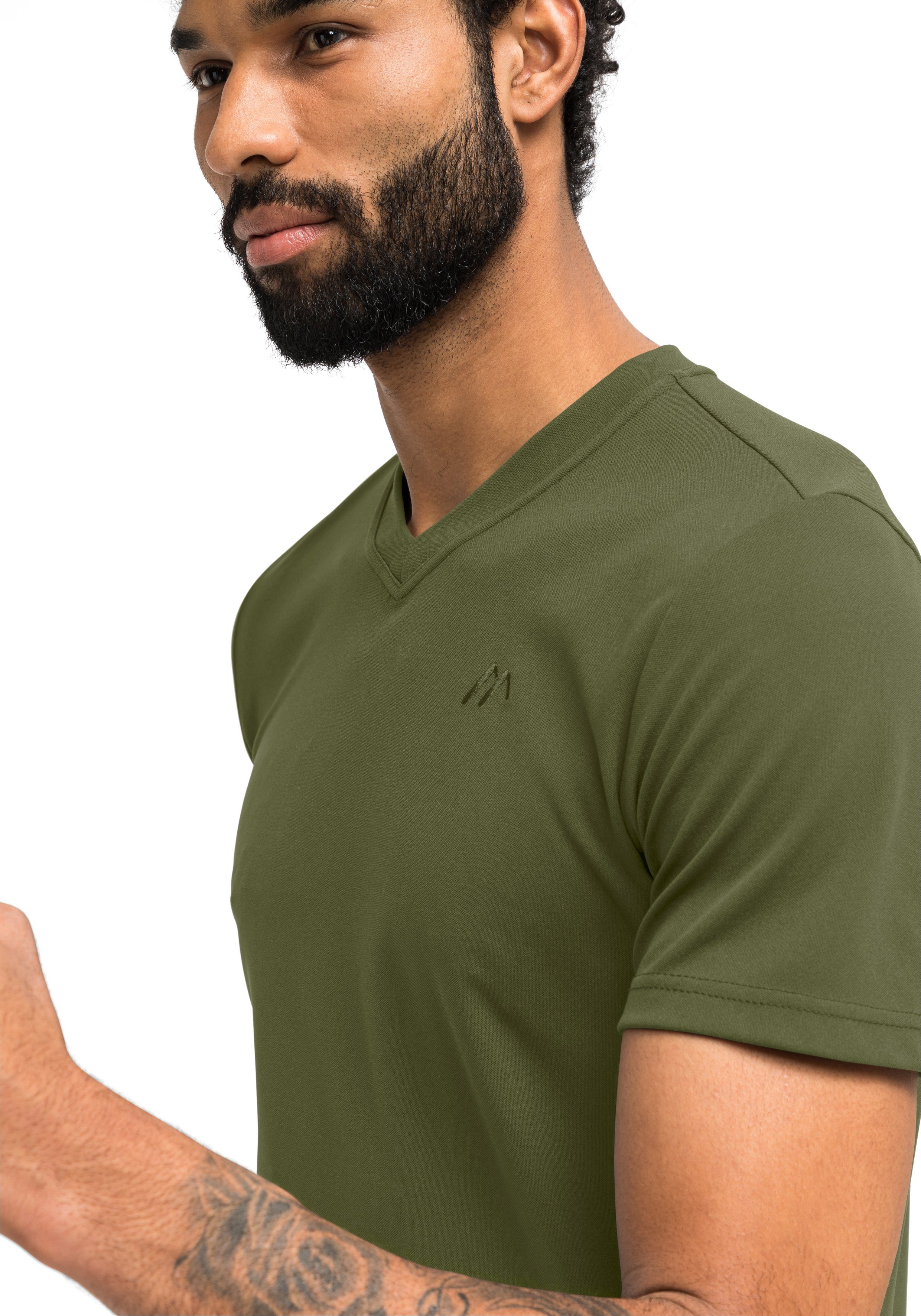 T-Shirt, Kurzarmshirt Freizeit Maier für moosgrün Funktionsshirt Sports Wandern und Wali Herren