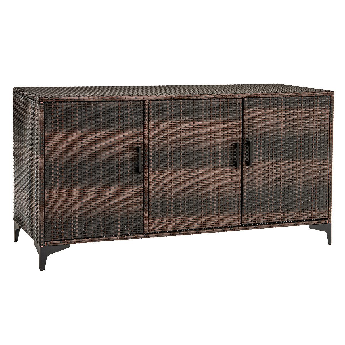 COSTWAY Garten-Geräteschrank, BxT: 135x50 cm, outdoor, Rattan, 318L günstig online kaufen