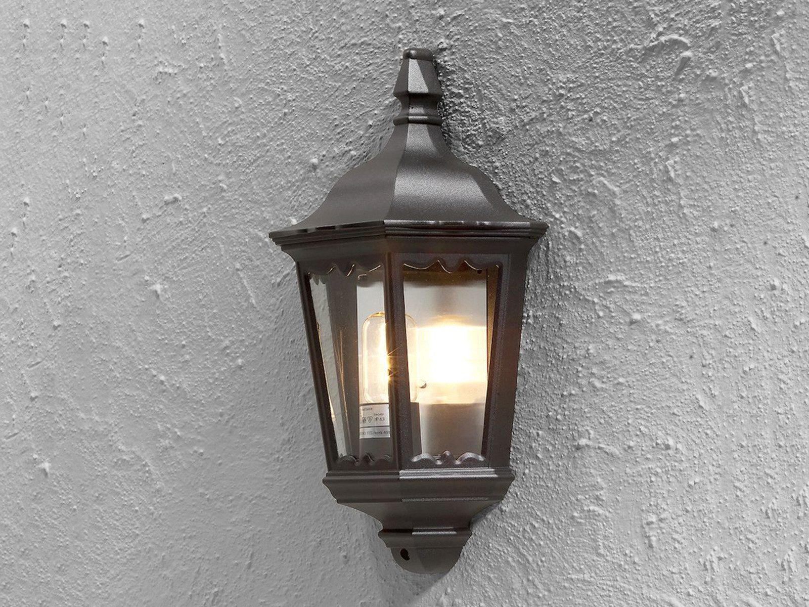 KONSTSMIDE LED Außen-Wandleuchte antike Wand-Laterne, Höhe 44,5cm, LED wechselbar, Warmweiß, Außenleuchte Halbschale zur Fassadenbeleuchtung inkl. E27 Leuchtmit – Bild 3 von 5