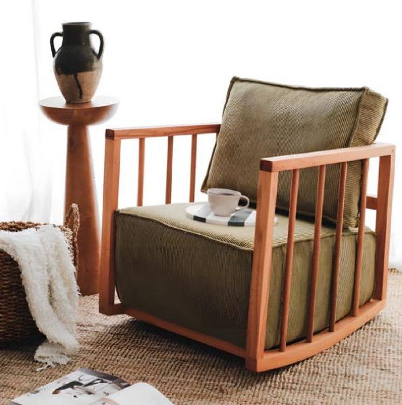 JVmoebel Schaukelsessel Polstersessel Grün mit Stoffbezug und modernem Design (1-St., Sessel), Made in Europa