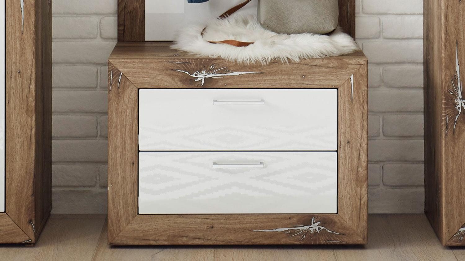 Bega Consult Garderoben-Set Garderobe Neapel Eiche Dunkel MDF weiß Hochglanz
