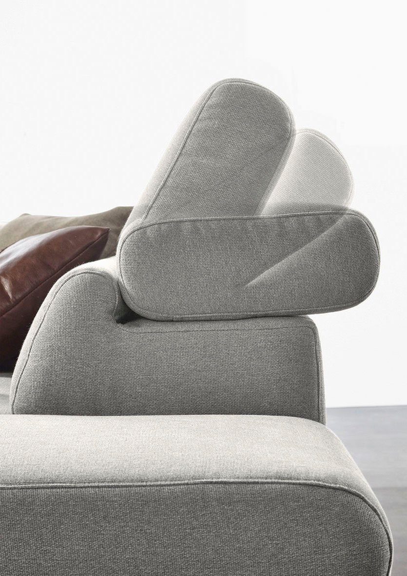 W.SCHILLIG Ecksofa finn, Designsofa mit tollem Sitzkomfort, bequem, L-Form, German Design Award 2016, Fußgestell Nussbaum natur, Breite 281 cm