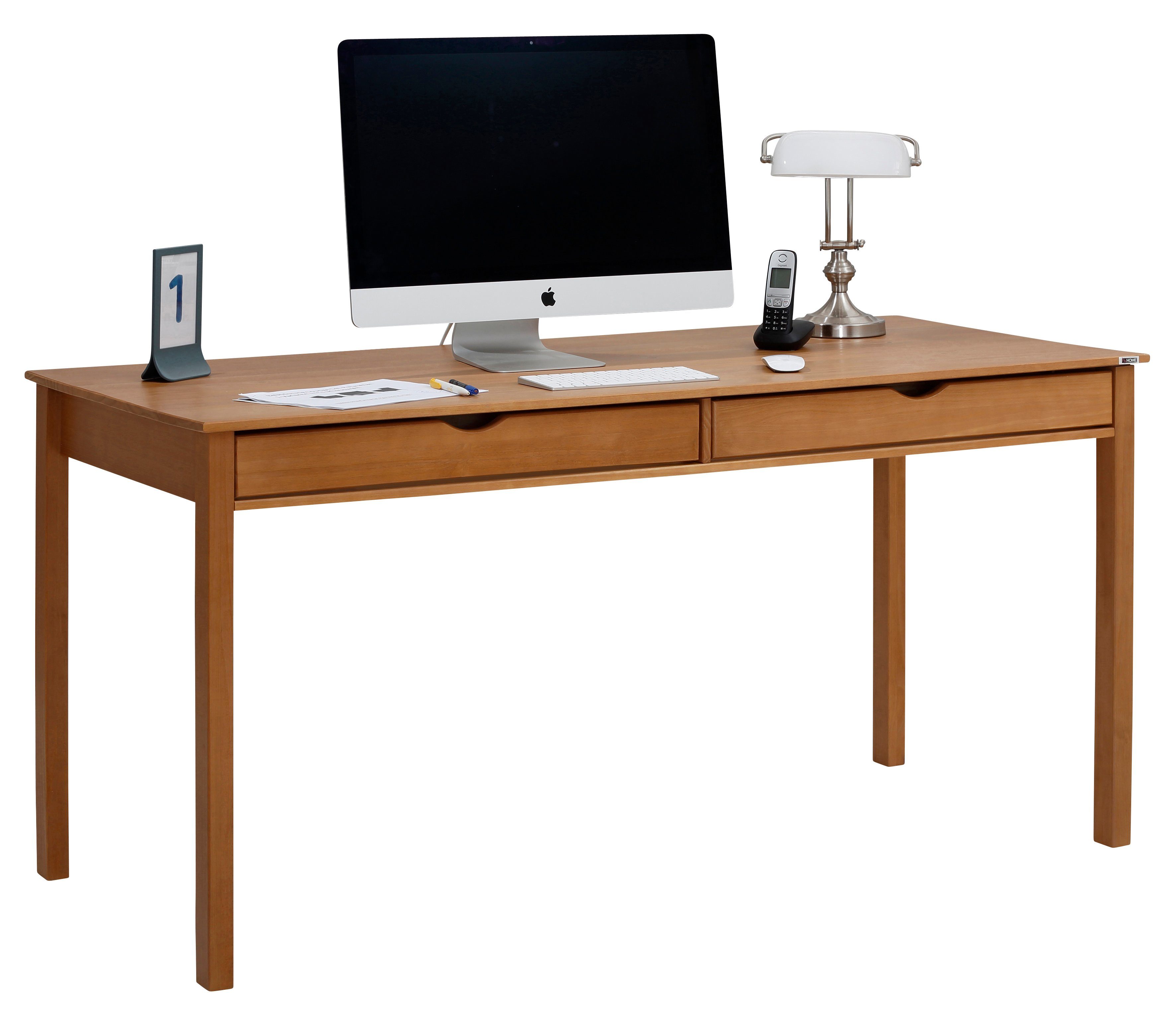 Home affaire Schreibtisch Gava (1-St), Kiefer massiv, eingefräste Griffmulden, Höhe 80 cm
