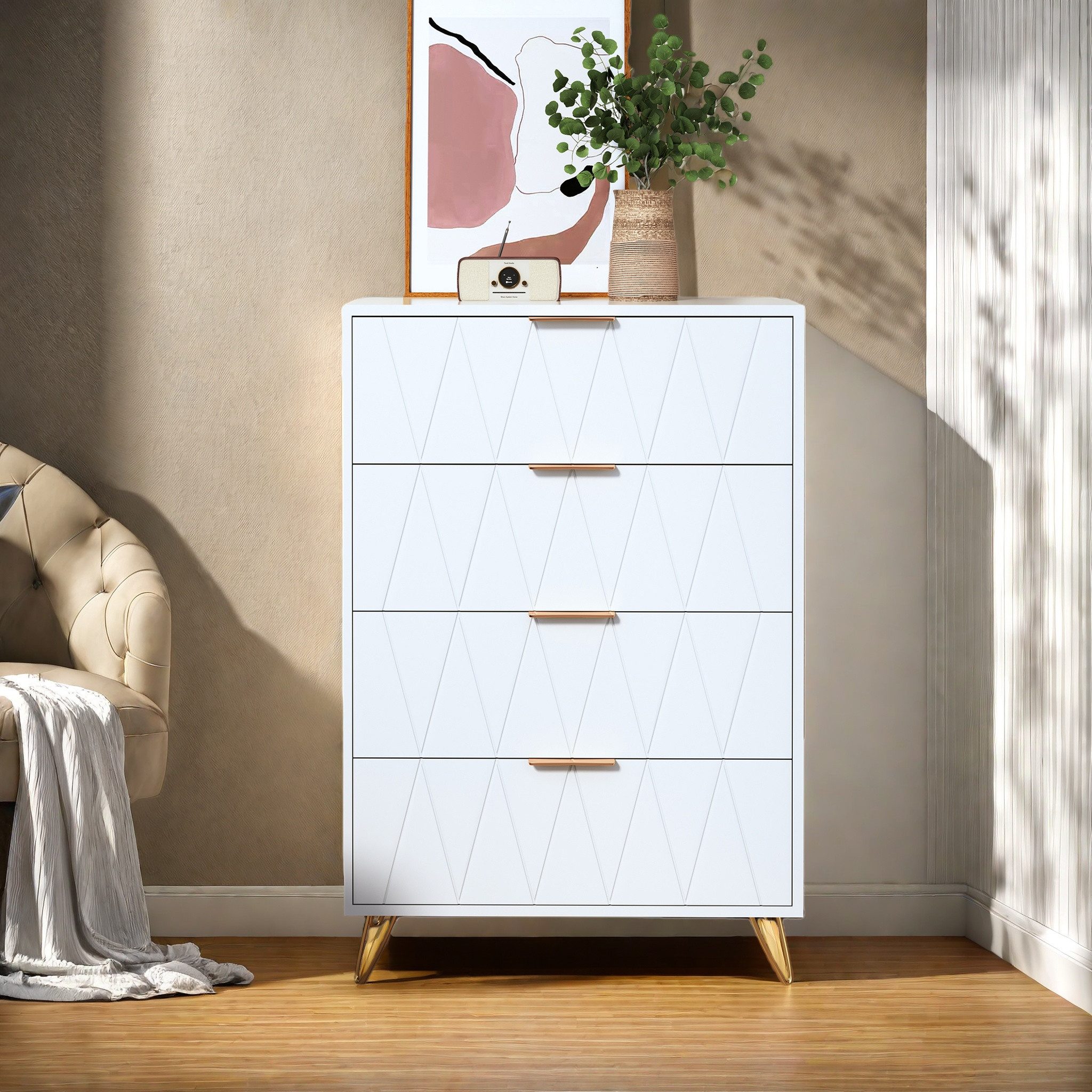 Simurq Kommode Kommode Sideboard mit 4 Schubladen/6 Schubladen