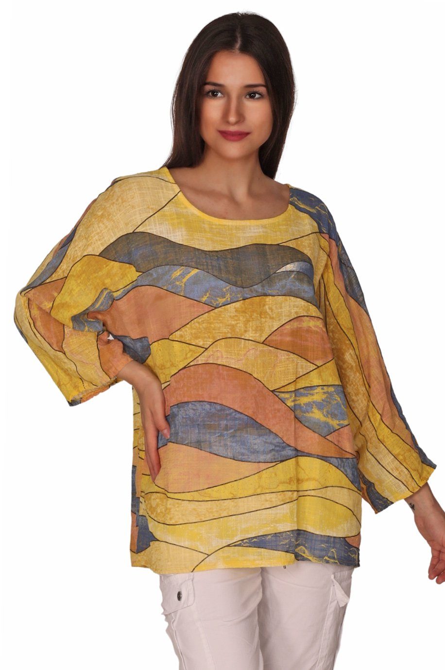 Charis Moda Tunika Tunika Shirt 3/4 Arm Graphic Design
