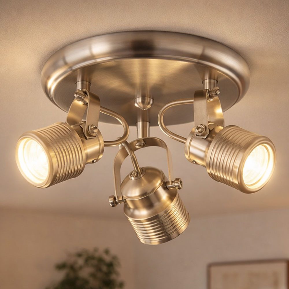 WOFI Deckenleuchte, Leuchtmittel nicht inklusive, Deckenstrahler 3 Flammig Retro Lampe Wohnzimmer Decke 3er Spot
