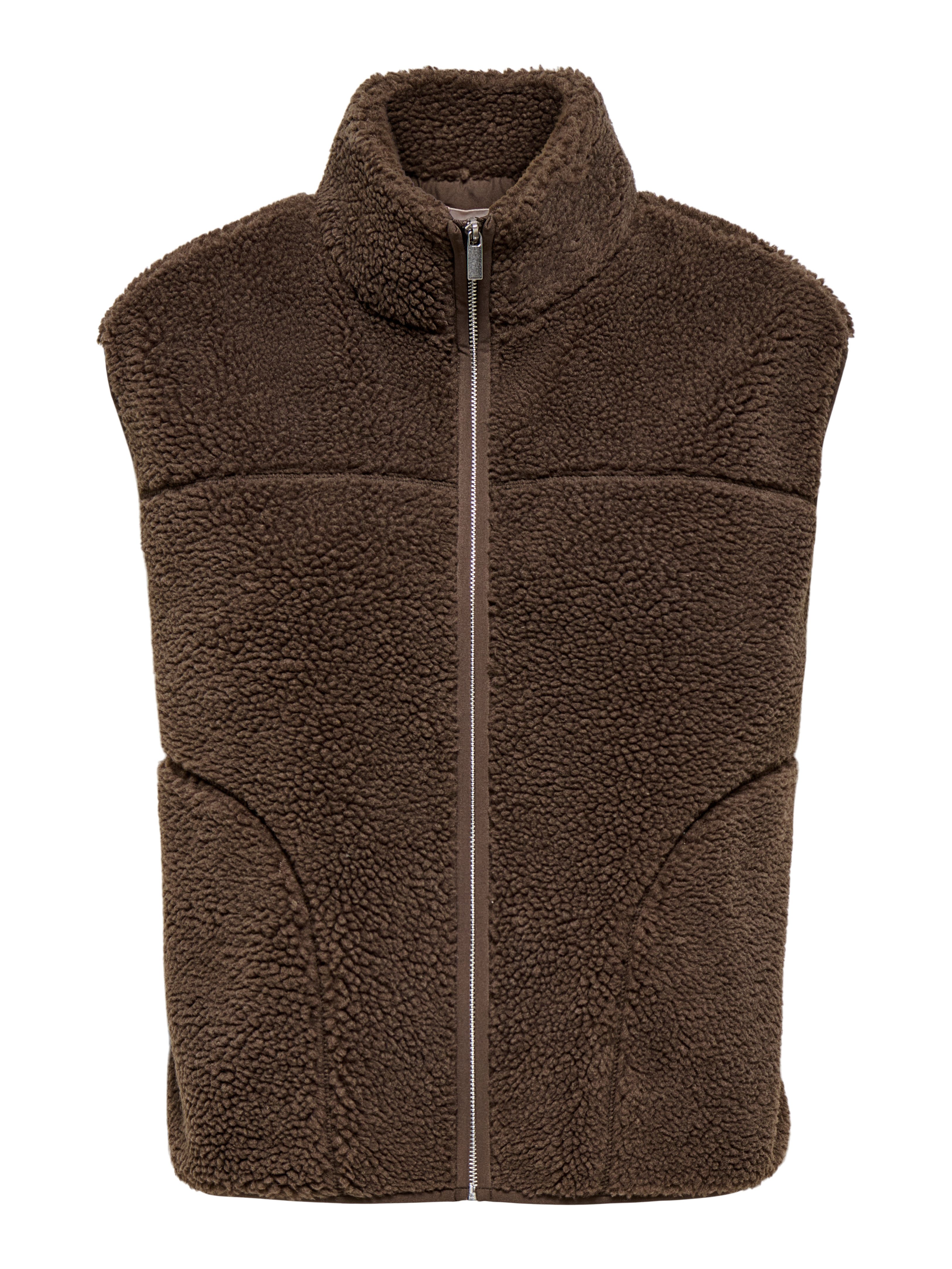 ONLY Plüschweste ONLBABY TEDDY HIGH ZIP VEST PNT NOOS Kunstfaser, Teddyplüsch-Qualität
