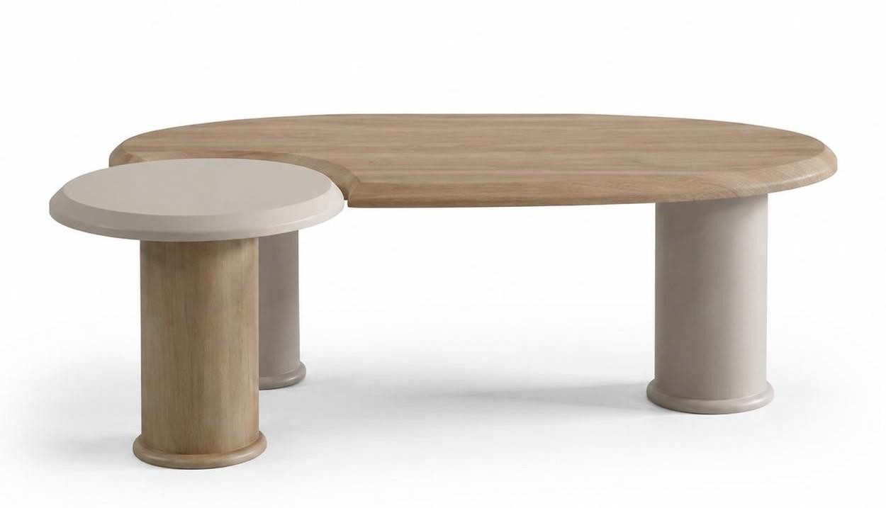 JVmoebel Couchtisch Couchtisch Skandinavischer Stil Beige Bohnenförmig Elegant Gemütlich, Made in Europa