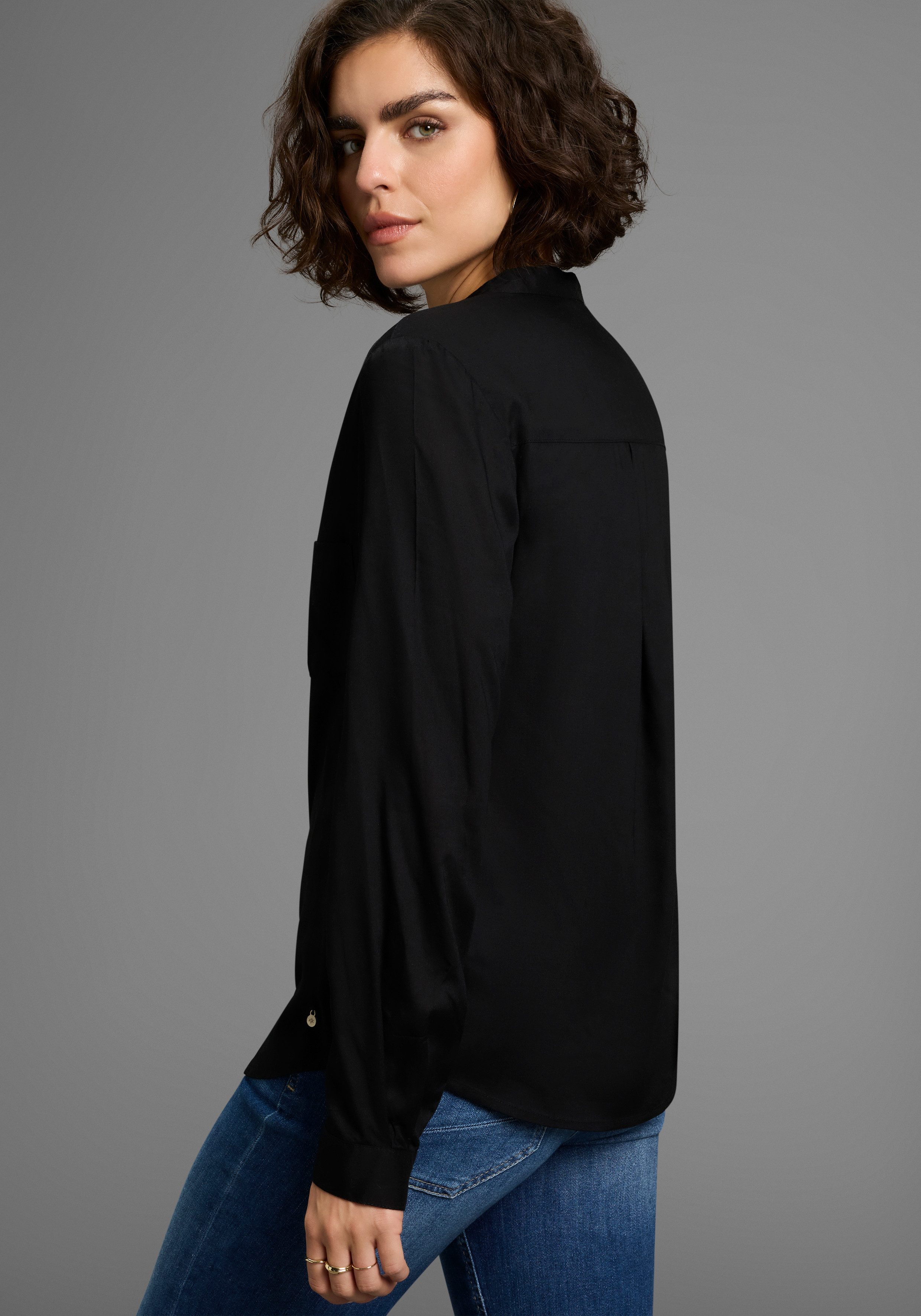 AJC Hemdbluse mit kleinem Stehkragen und Brusttasche günstig online kaufen