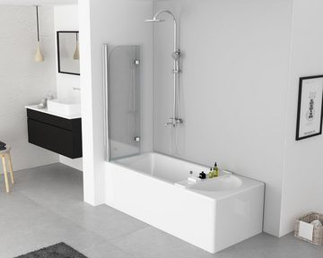 IMPTS Badewannenaufsatz, 6mm ESG Sicherheitsglas Nano Glas, Duschwand für Badewanne 2 TLG. Faltwand Duschtrennwand