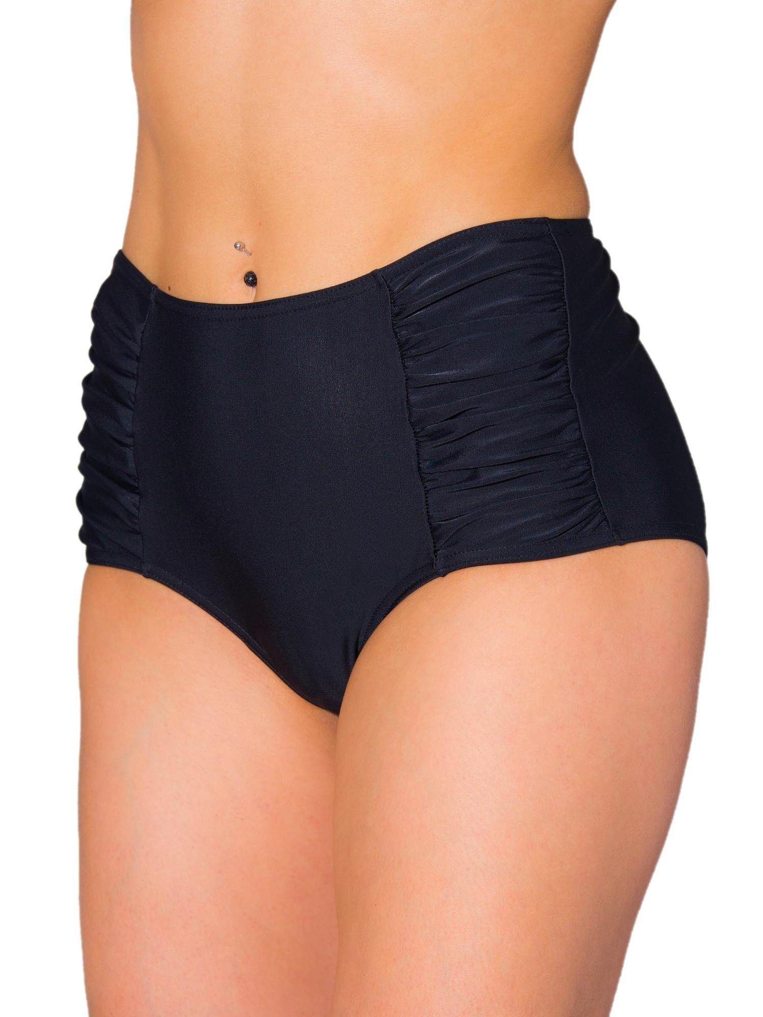 Bikini-Hose Aquarti Damen Bikinihose mit Hoher Taille und Raffung