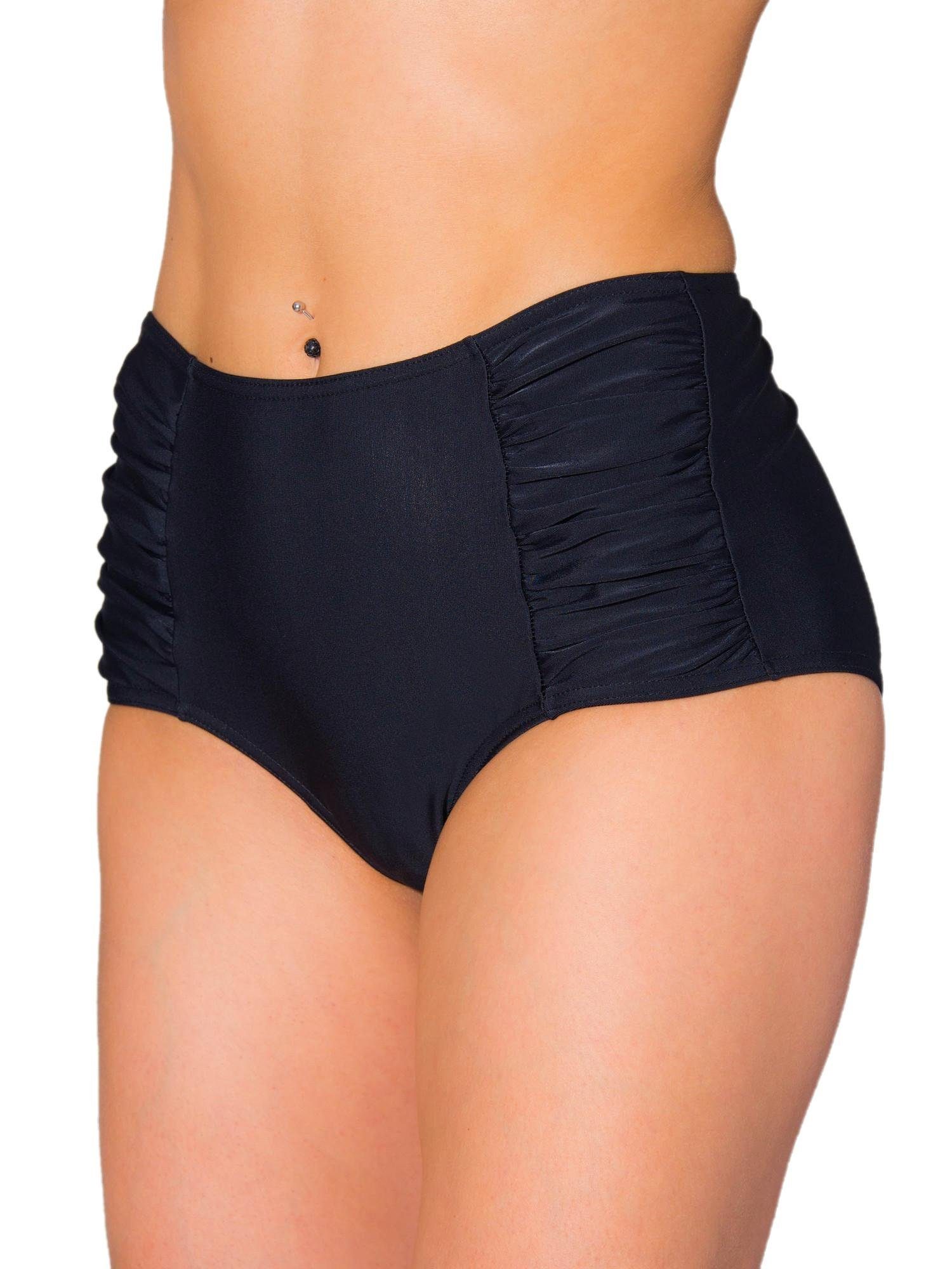 Aquarti Bikini-Hose Aquarti Damen Bikinihose mit Hoher Taille und Raffung