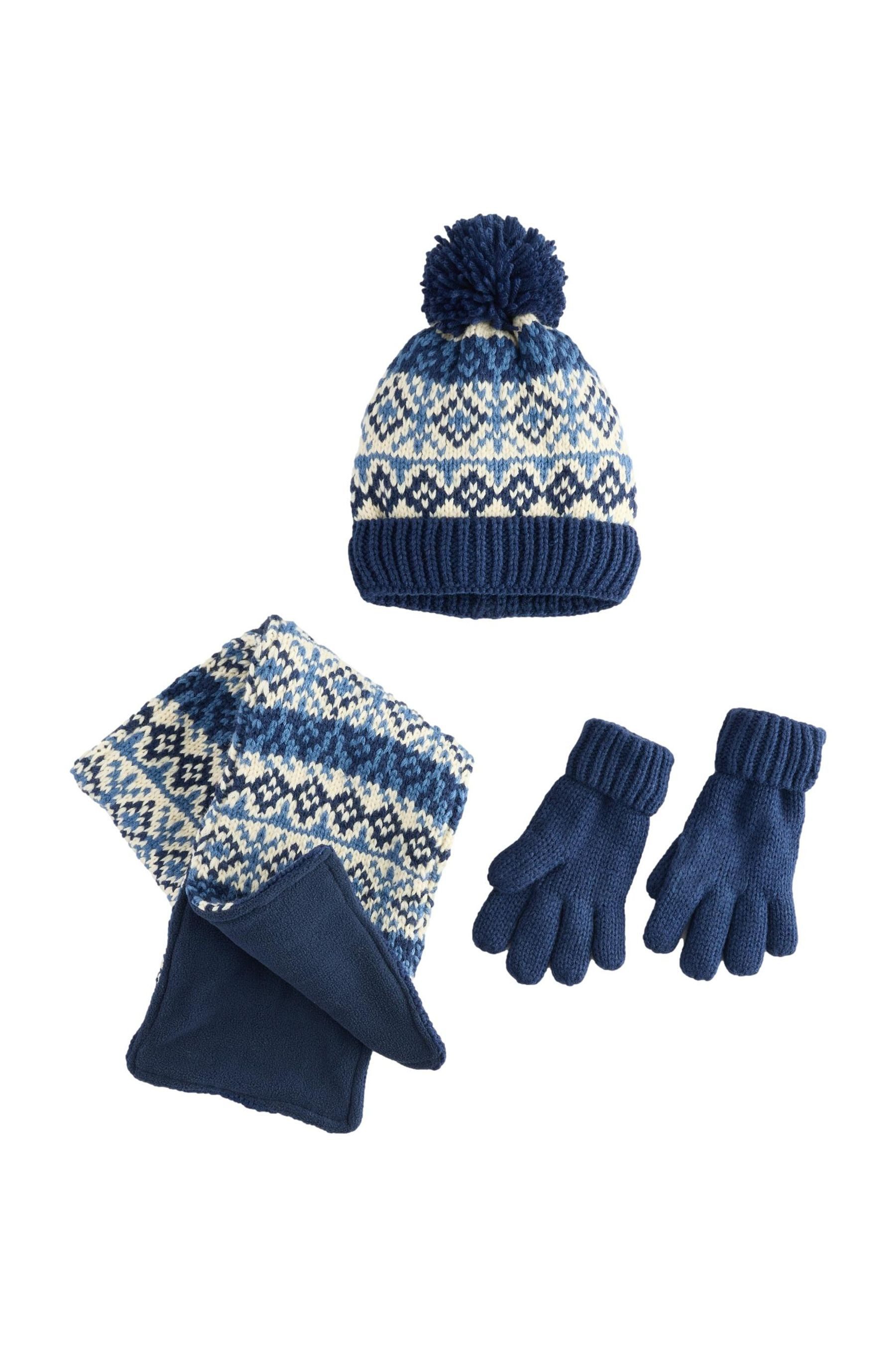 Bommelmütze Mütze, Schal und Handschuhe, 3er-Set