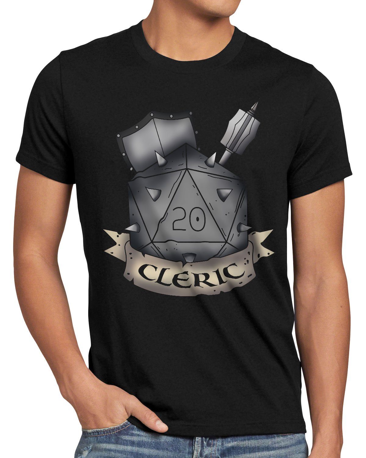 style3 Würfel tabletop dungeon Print-Shirt d20 Herren T-Shirt Cleric dragons