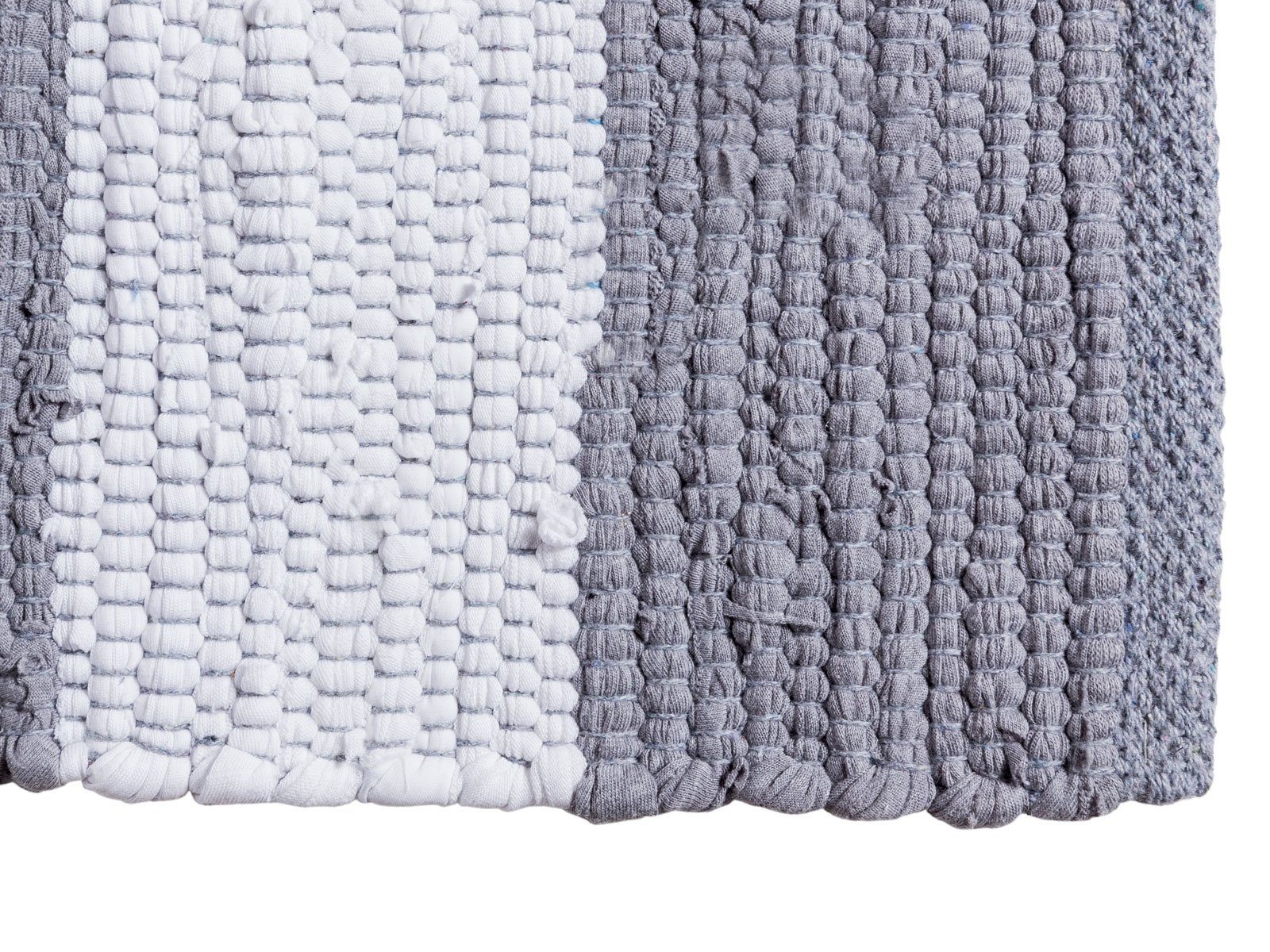 grau-weiß Badezimmerteppich Set Chindi, Minara groß 2er Baumwolle Teppich Badematte 80x50