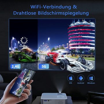 Vigpil Full HD Native 1080P Beamer 4K 5G WiFi Bluetooth Heimkino Portabler Projektor (15000 lm, 15000:1, 3840*2160 px, Kompatible mit iOS/Android/PS5/HDMI ±15° Keystone Korrektur breite)