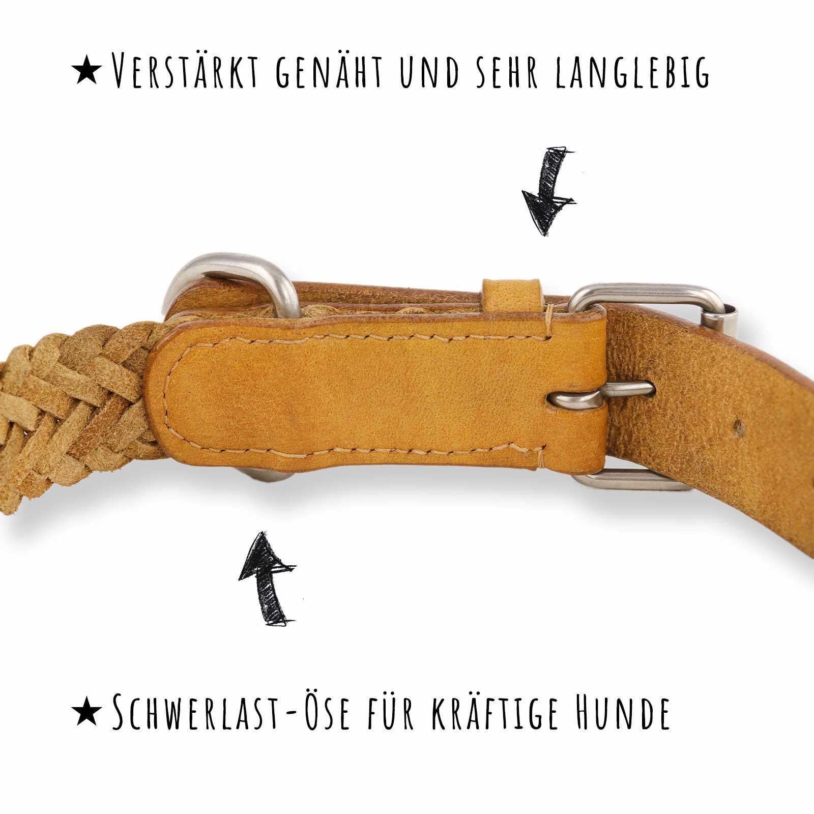 Monkimau Hunde-Halsband Hundehalsband aus Leder geflochten