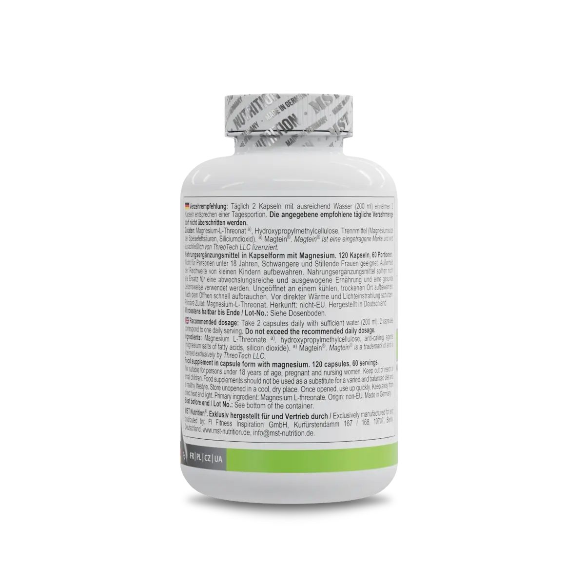 MST Nutrition MST - Magnesium L-Threonate Magtein® 1000mg - 120 Kapseln, 120 St.