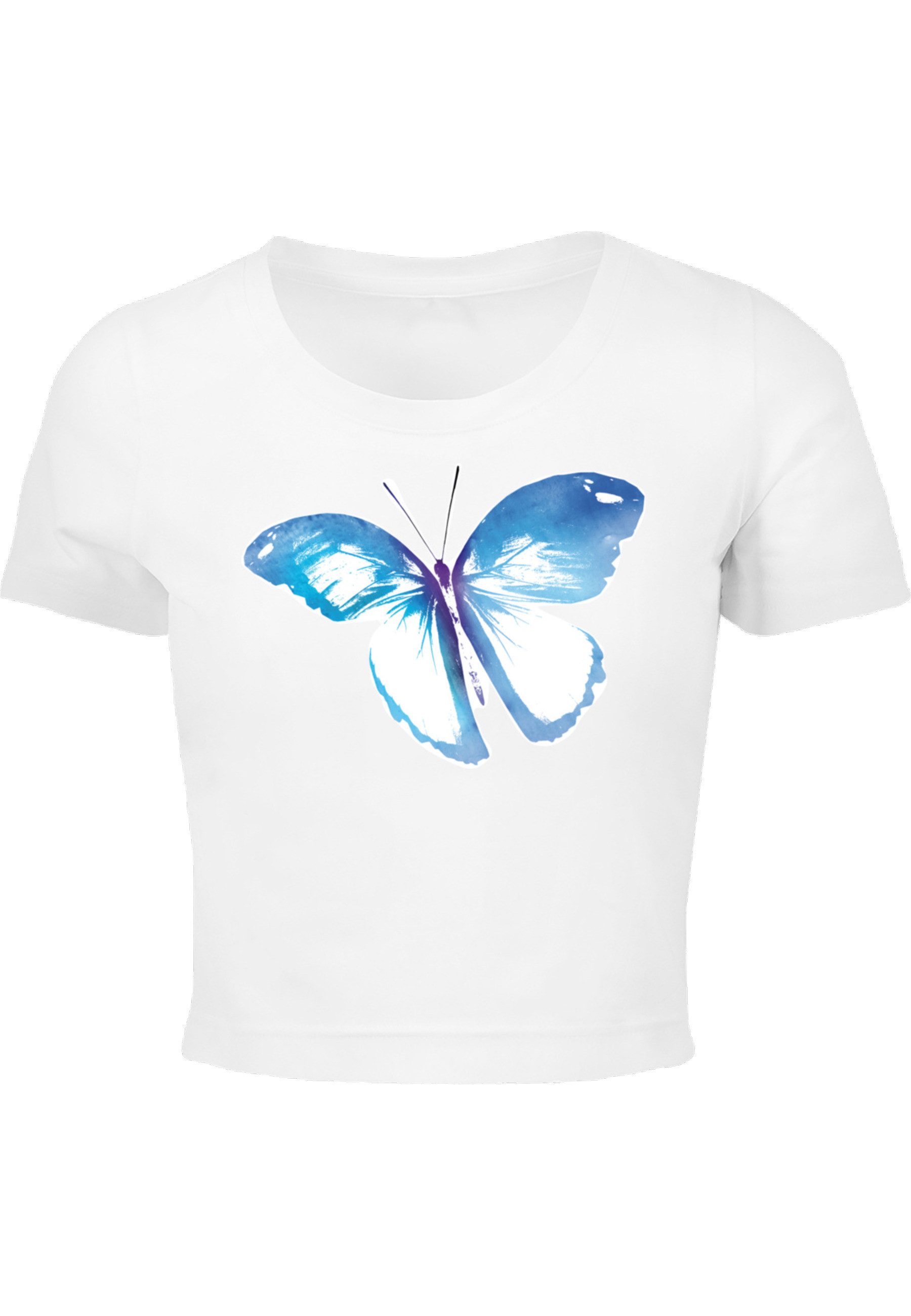 T-Shirt MisterTee Damen Ladies Butterfly Cropped Tee