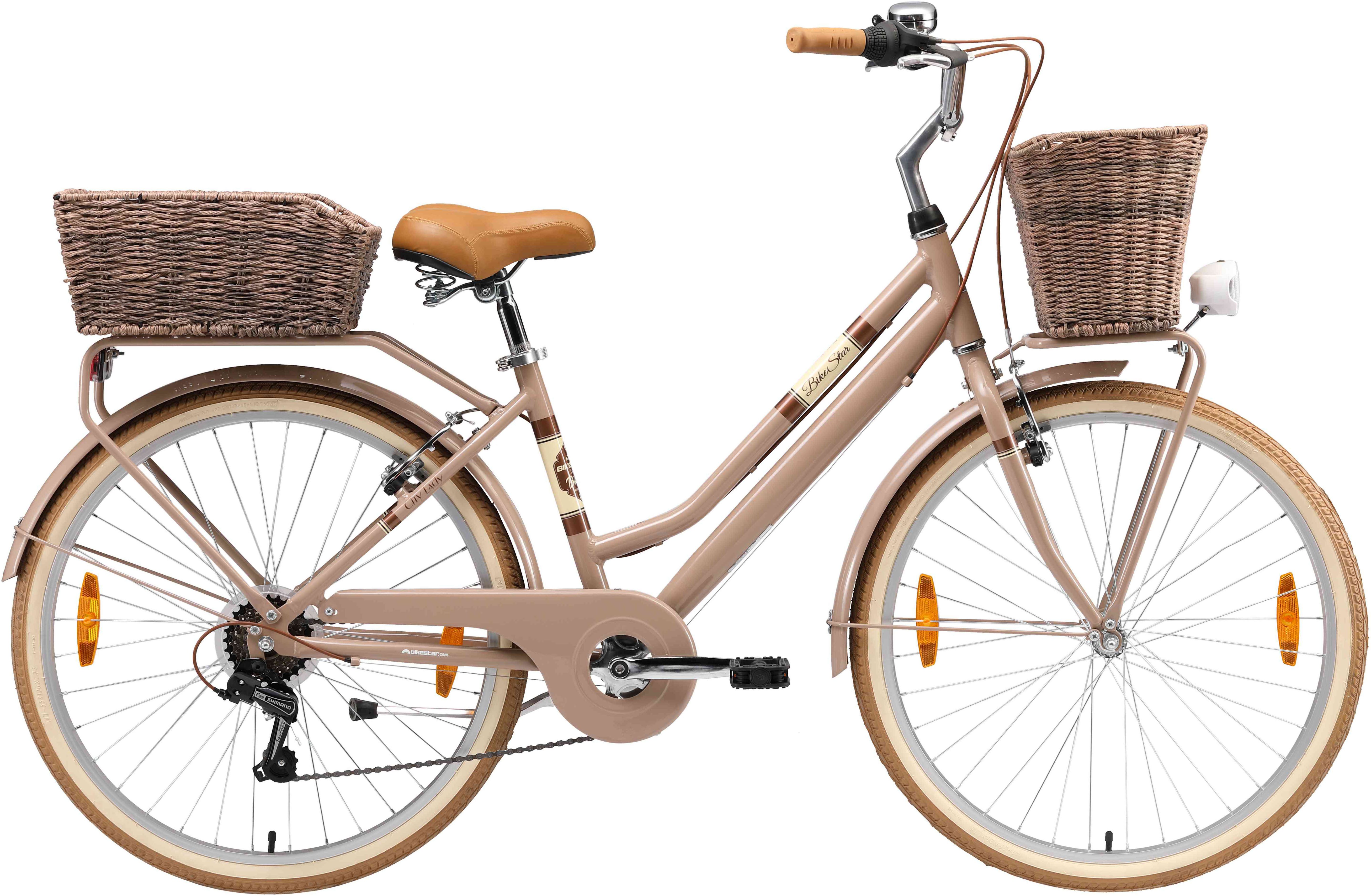 Bikestar Cityrad, 7 Gang Shimano RD-TY21 Schaltwerk, Kettenschaltung, für Damen, Kettenschaltung