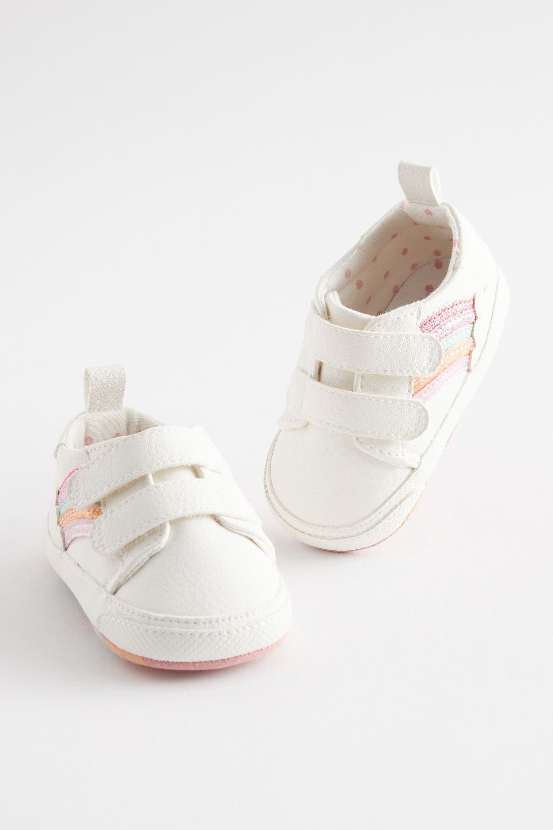 (1-tlg) Next White Trainer Baby Babystiefel Rainbow Glitter