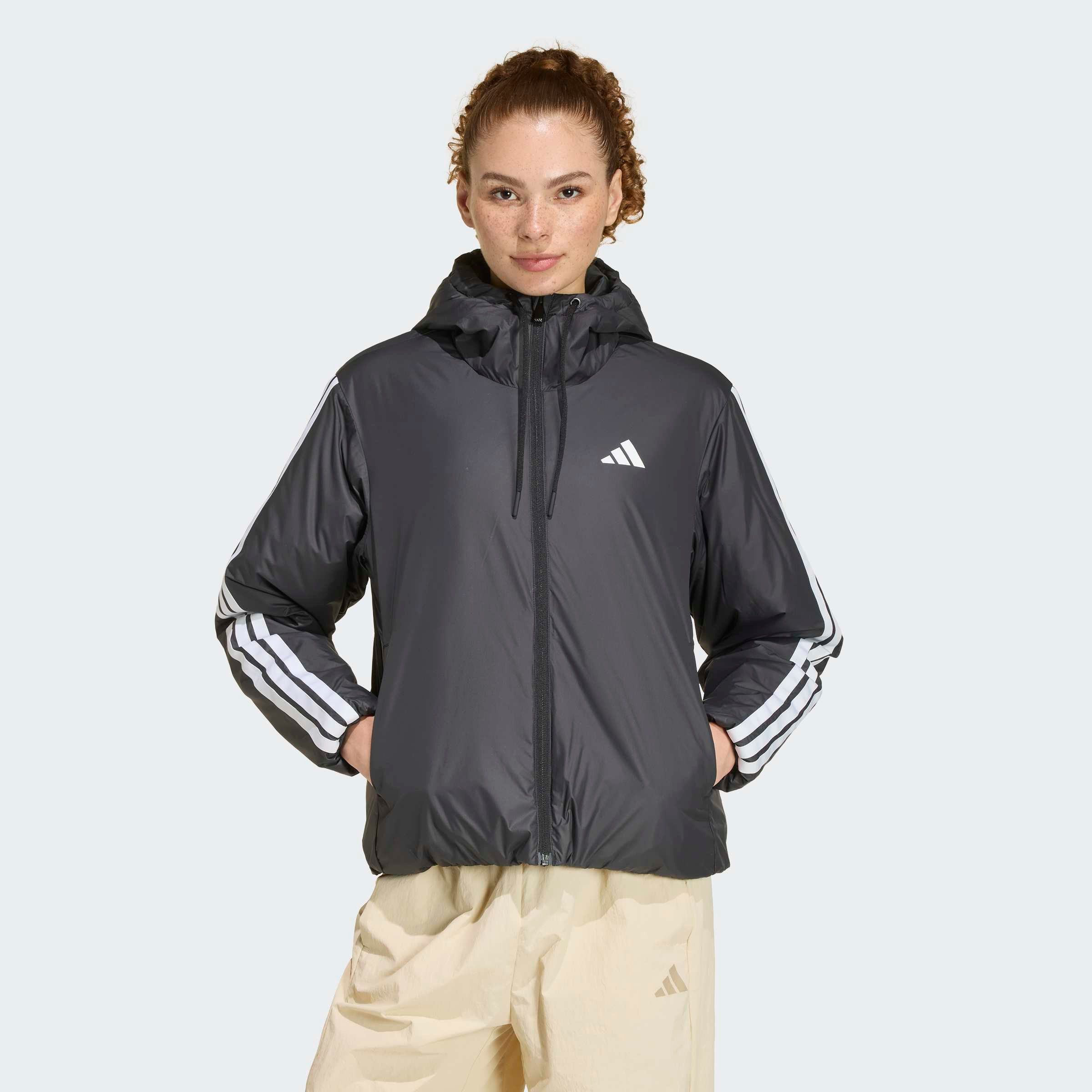 adidas Sportswear Steppjacke ESSENTIALS CLIMAWARM 3-STREIFEN MIT KAPUZE